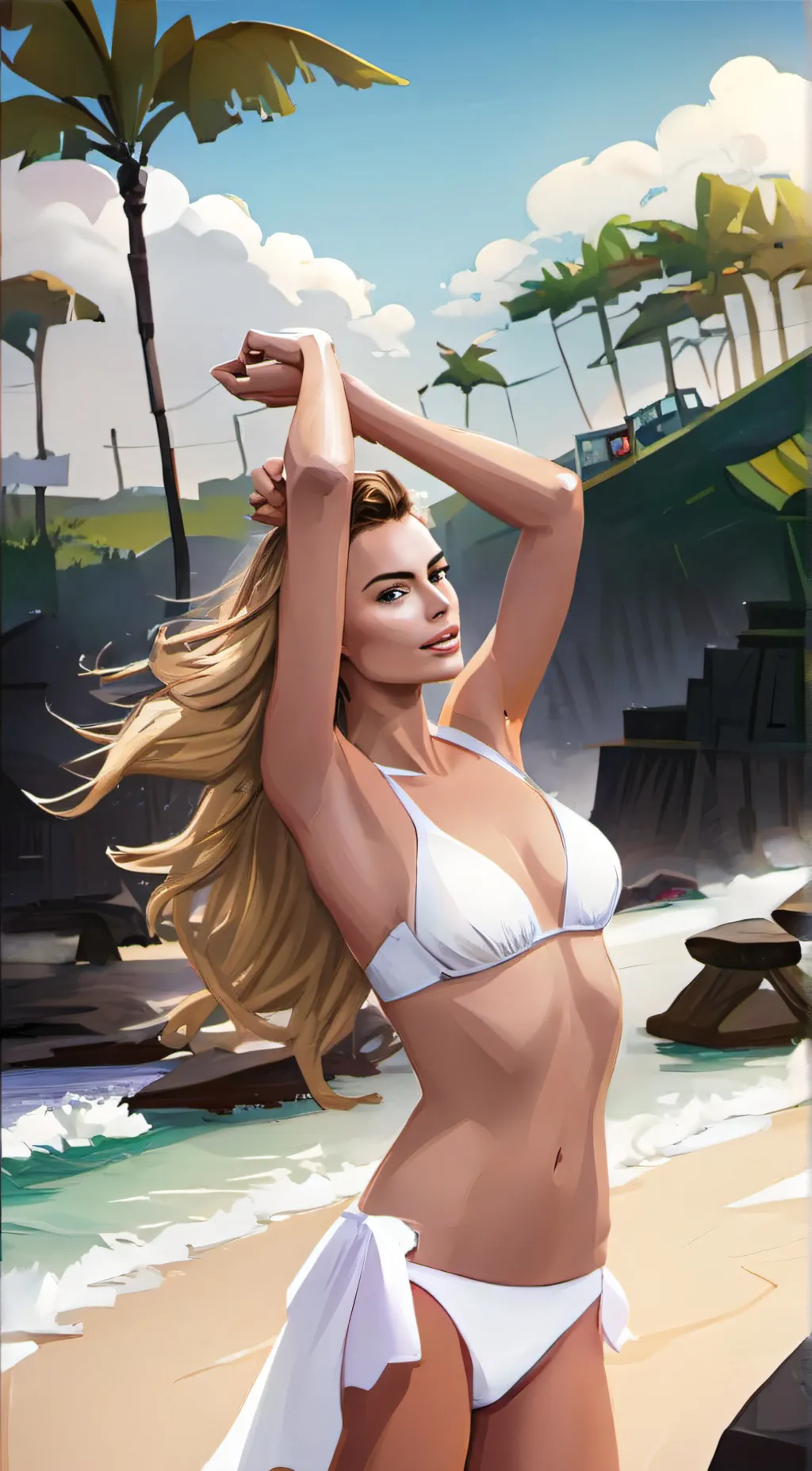 ai character: Margot Robbie  background