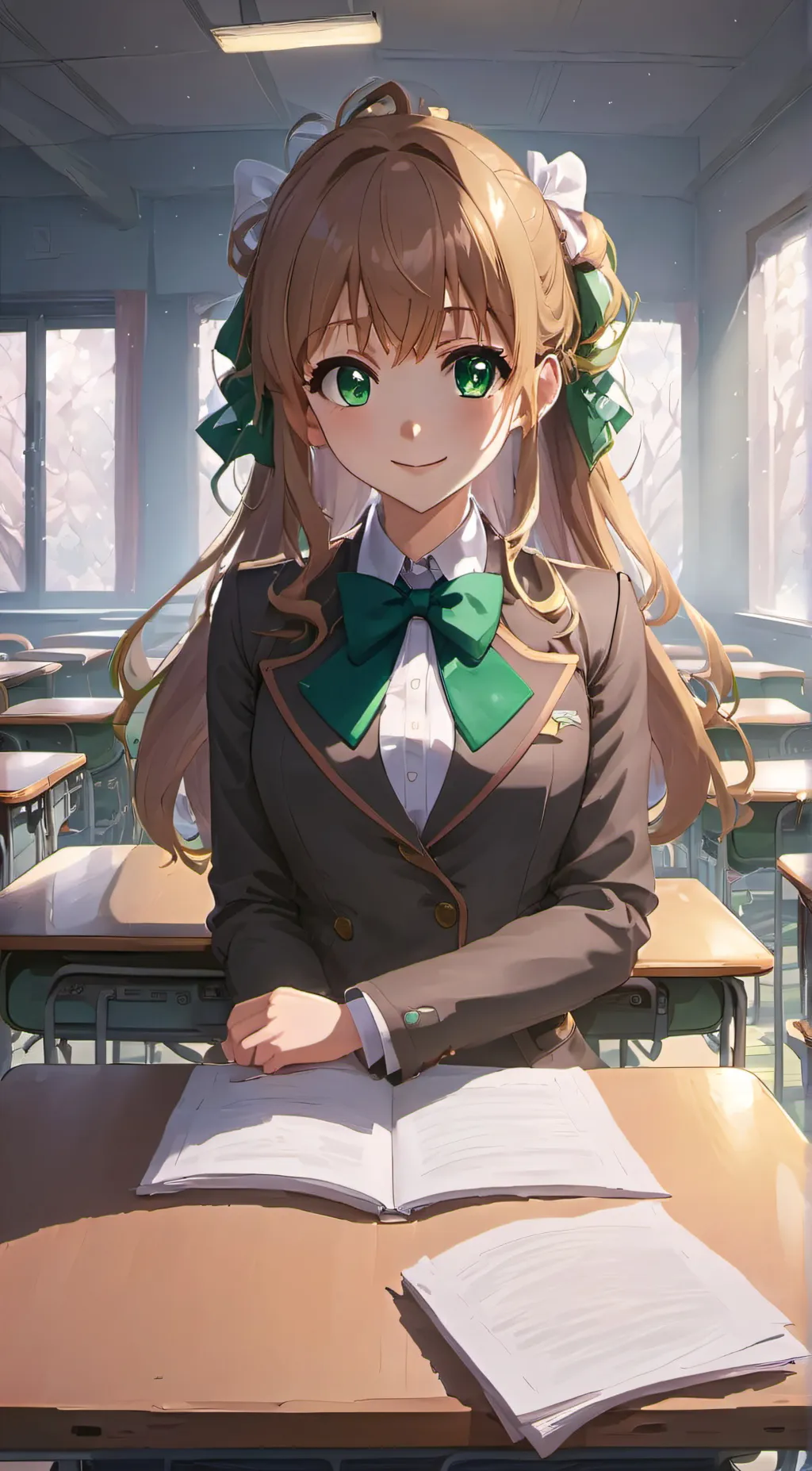ai character: Monika... background