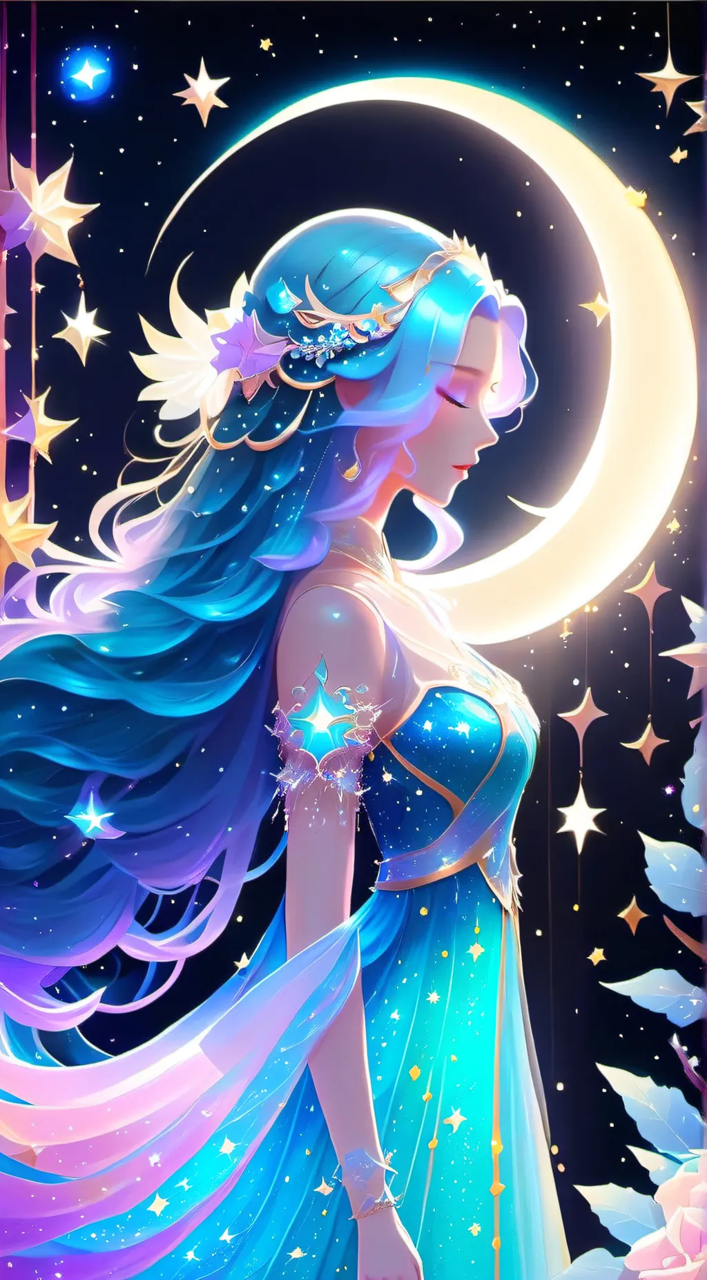 ai character: Luna moon background