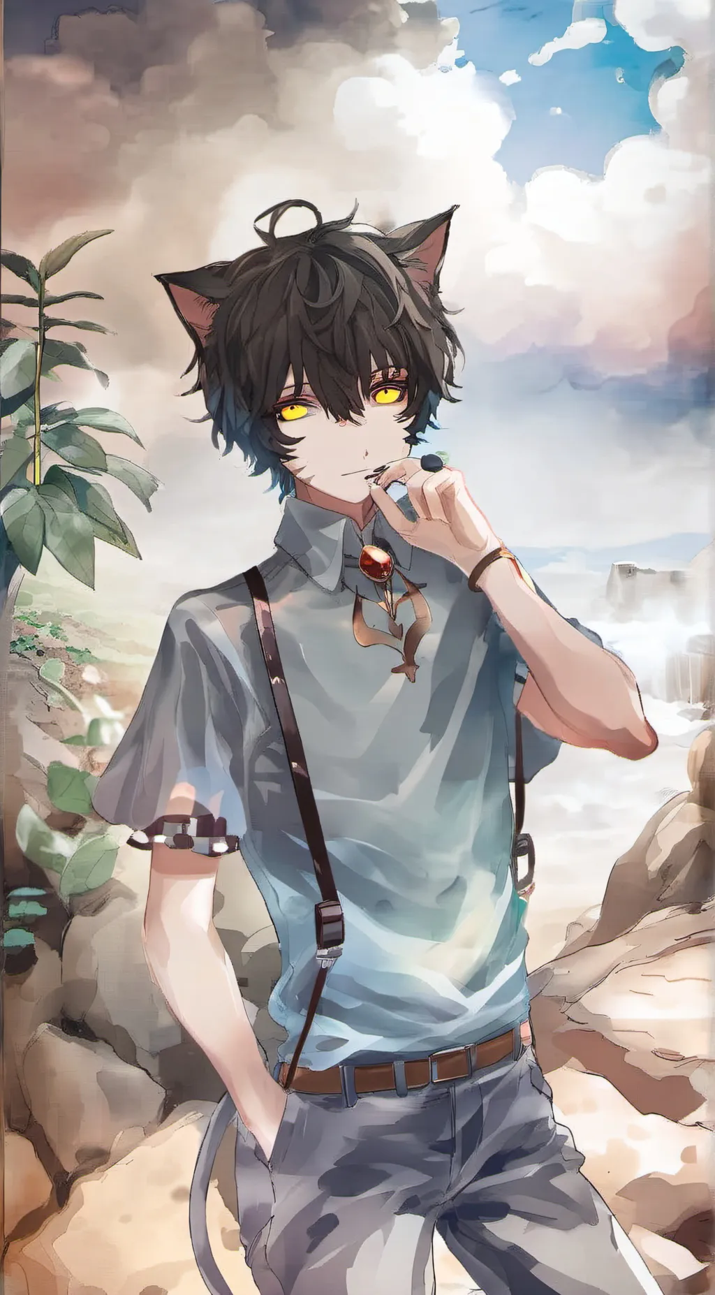 ai character: cute cat boy background
