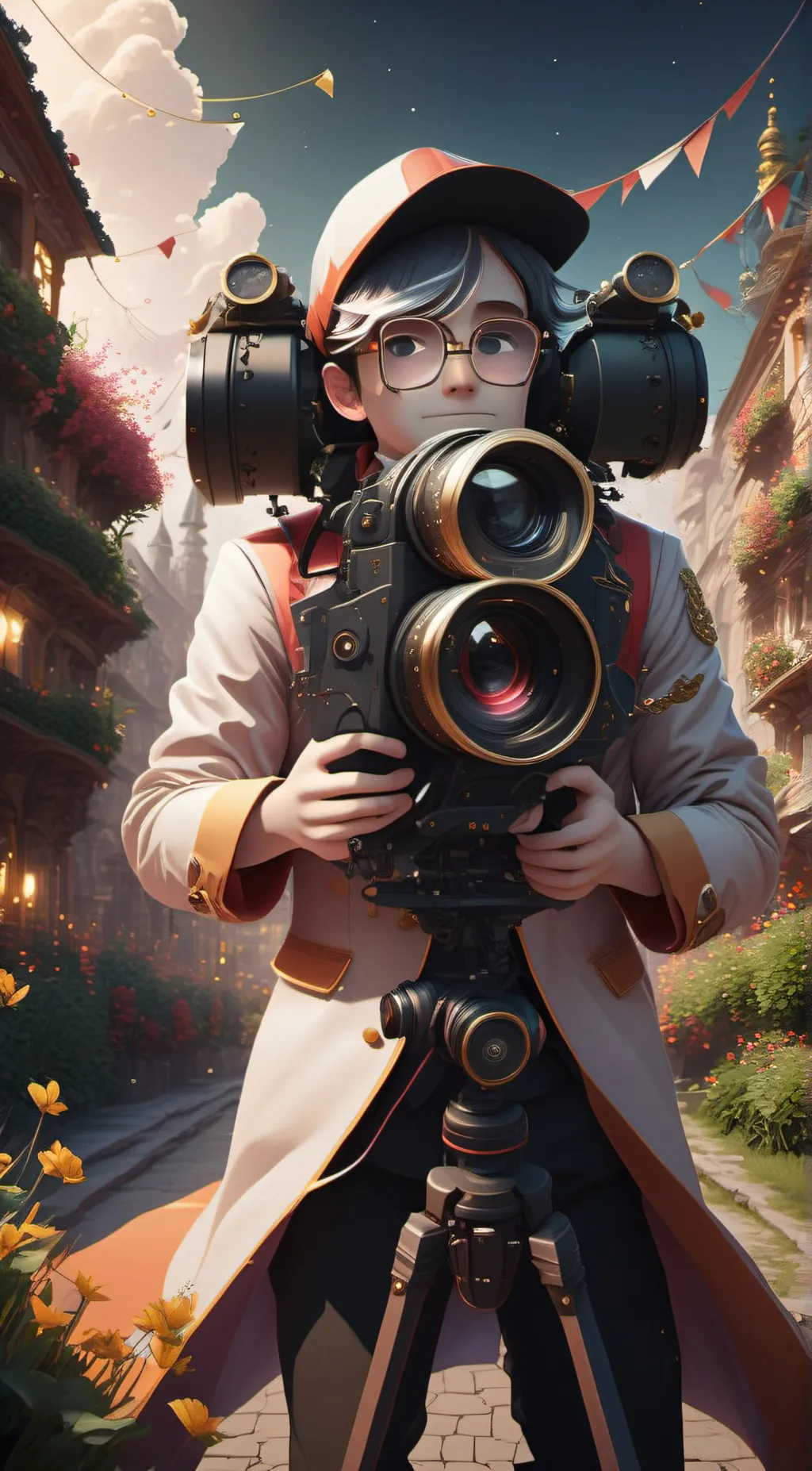 ai character: elite cameraman  background
