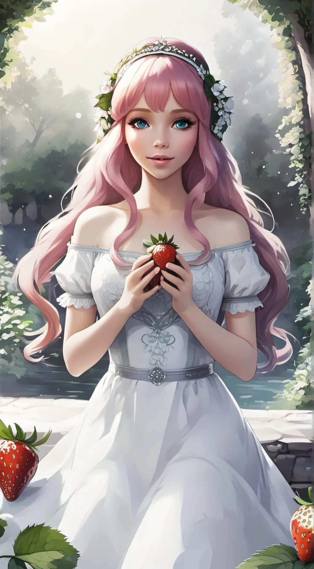 ai character: Strawberry girl background
