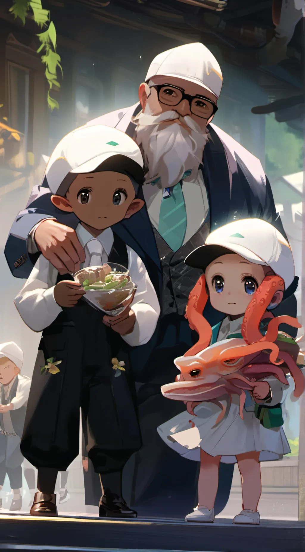 ai character: Squeels and Tom background