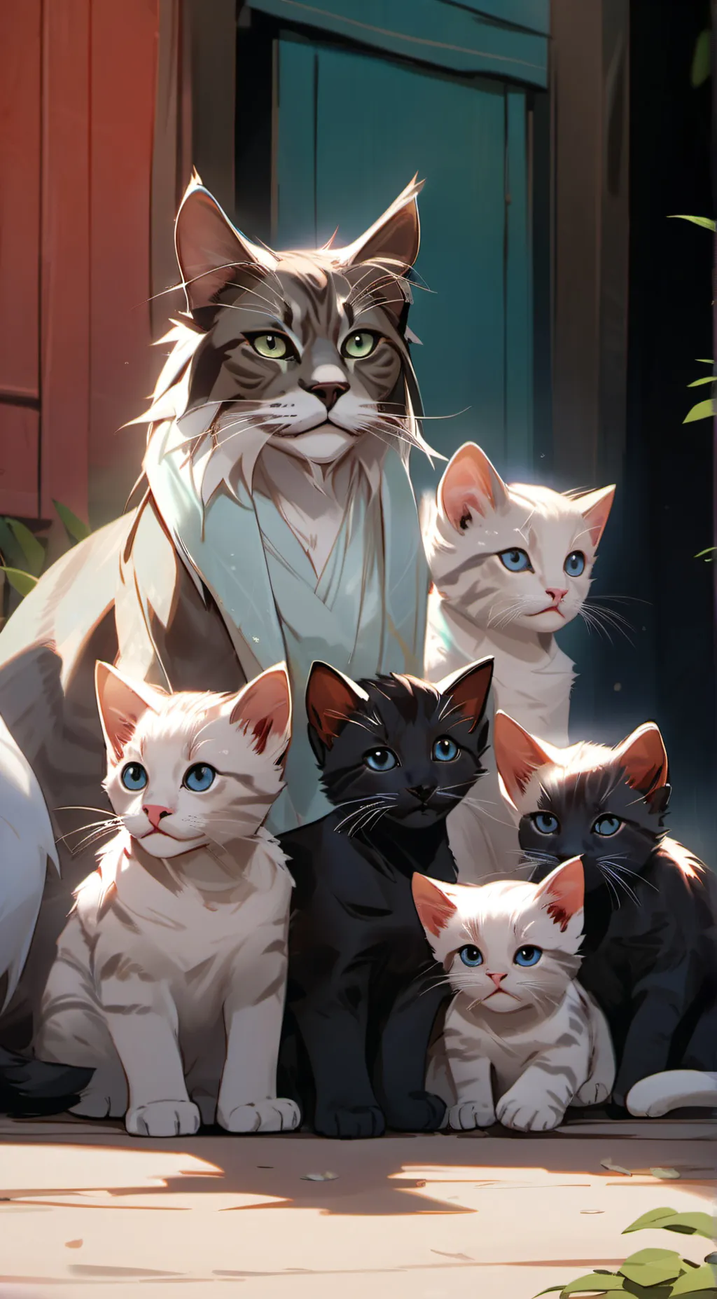 ai character: Mum cat background