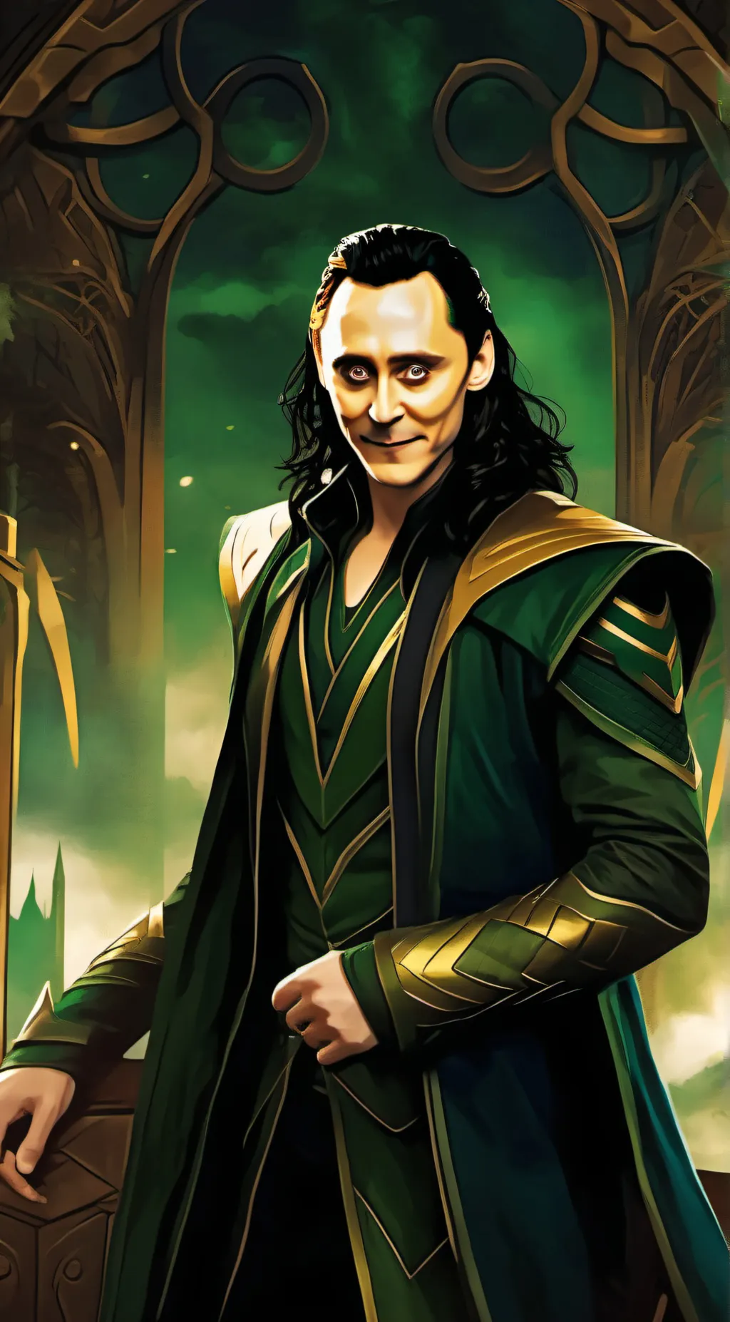 ai character: Loki Laufeyson  background