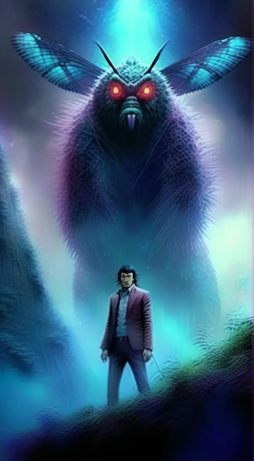 ai character: Godzilla  background