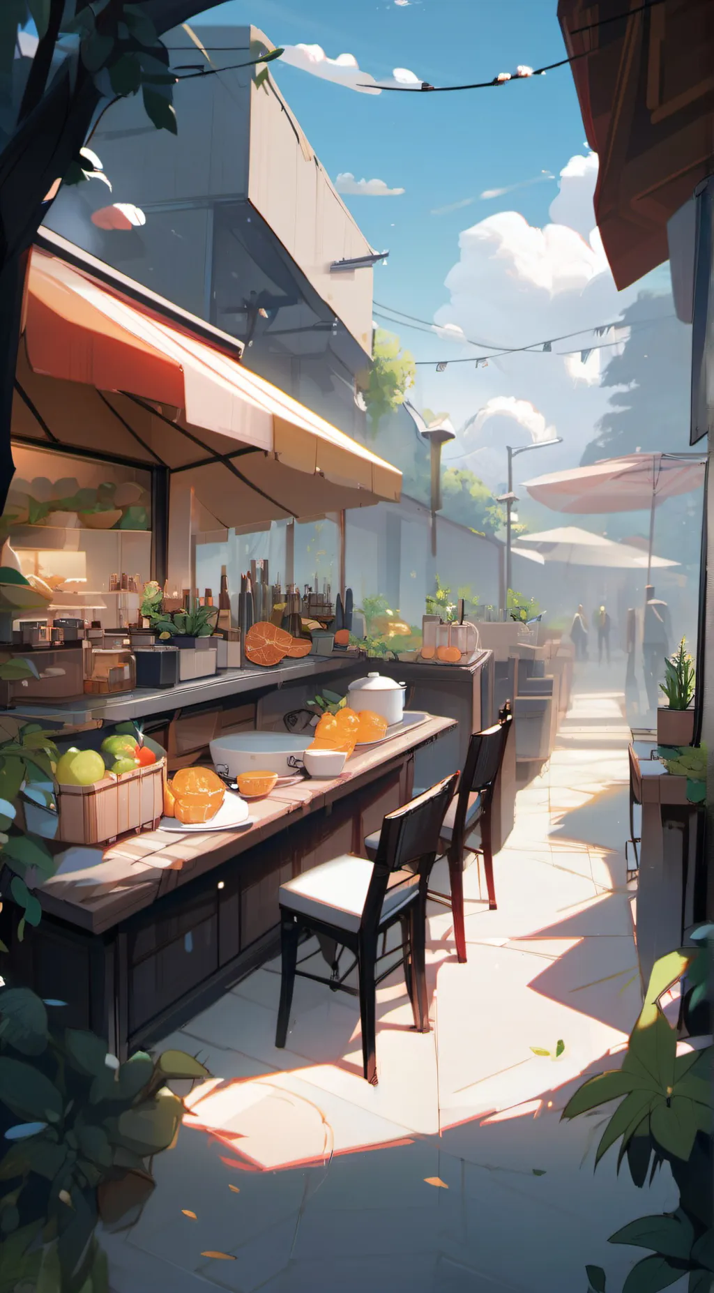 ai character: Zesty cafe  background