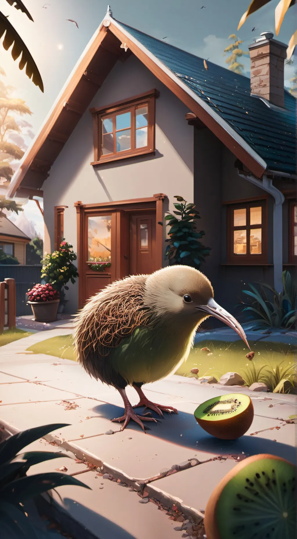 ai character: Kiwi Bird background