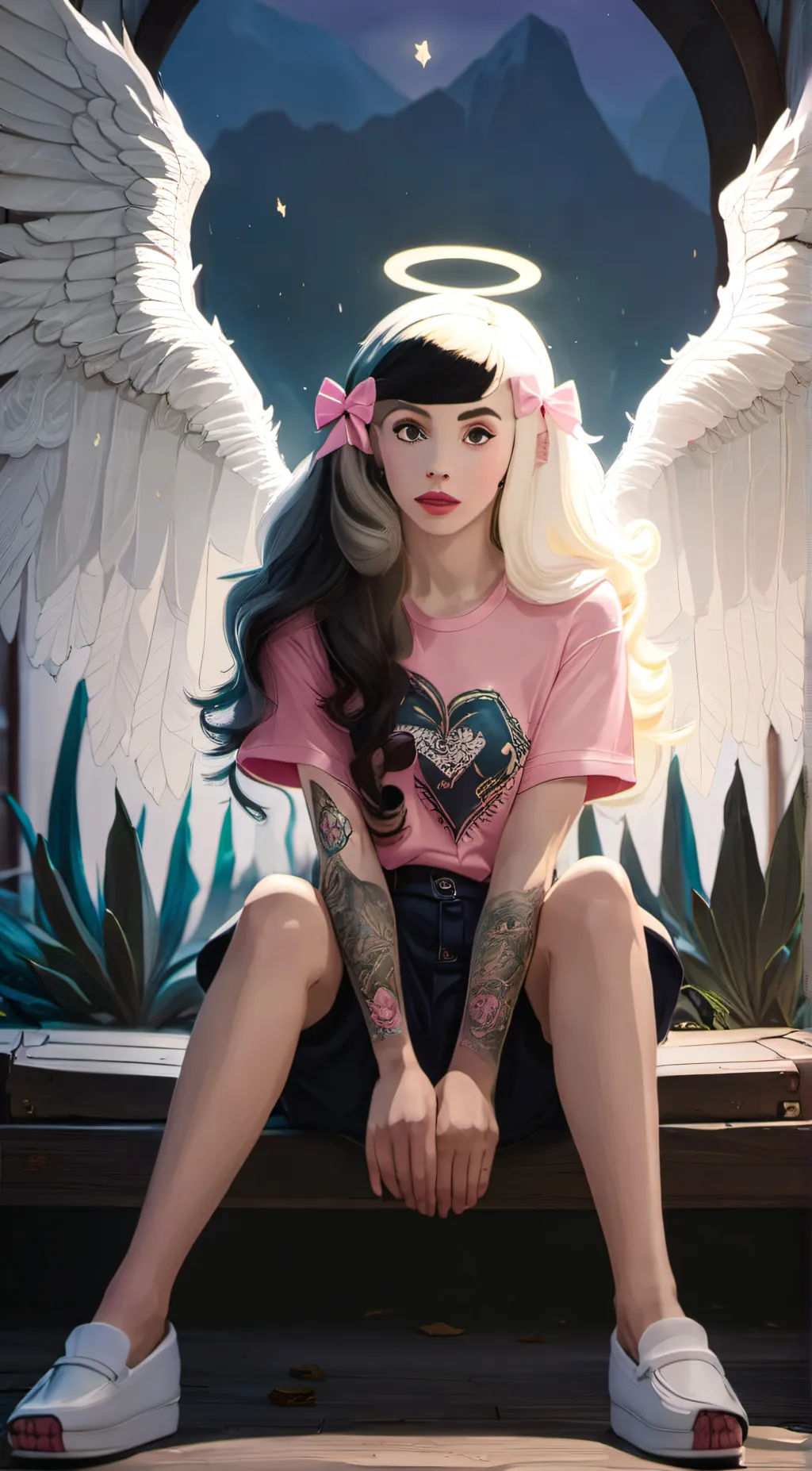 ai character: Melanie Martinez  background