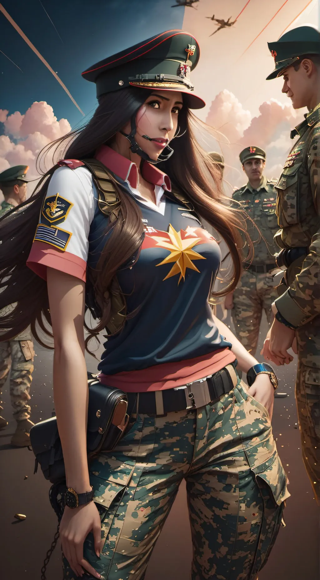 ai character: military girl background