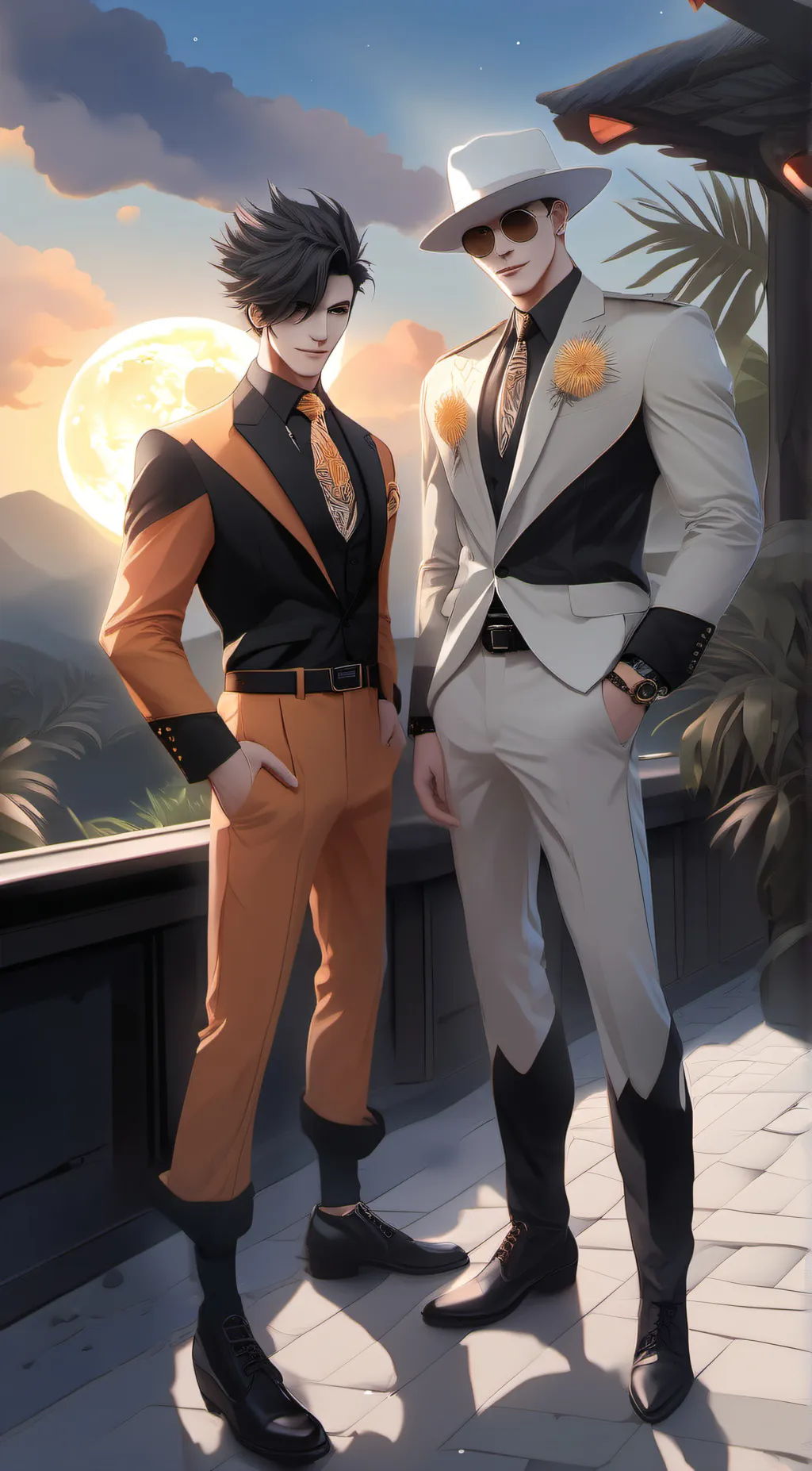 ai character: sun and moon background