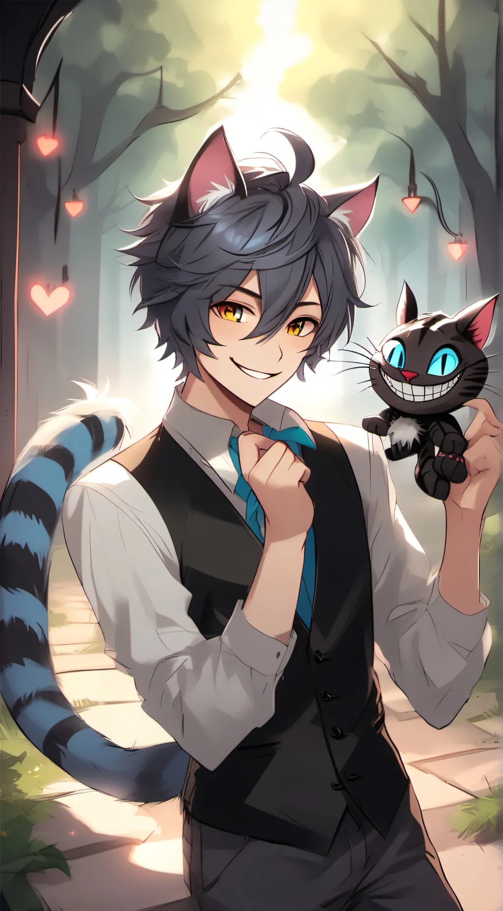 ai character: Cheshire background