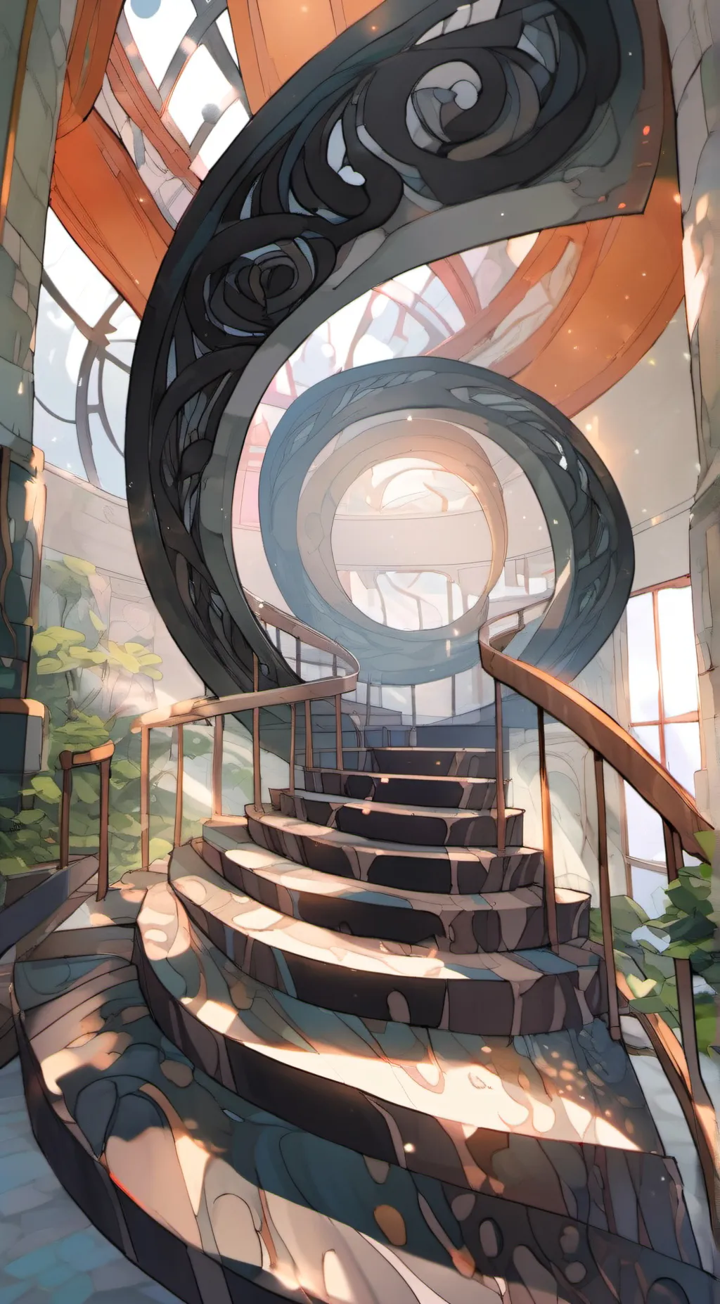 ai character: Long Stairs background