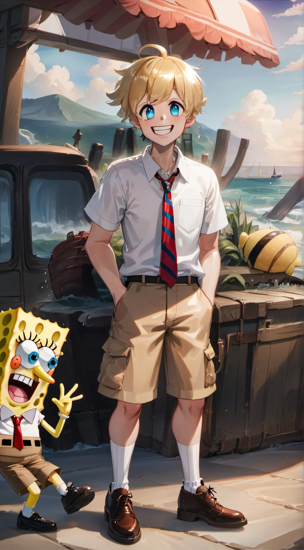 ai character: Spongebob  background