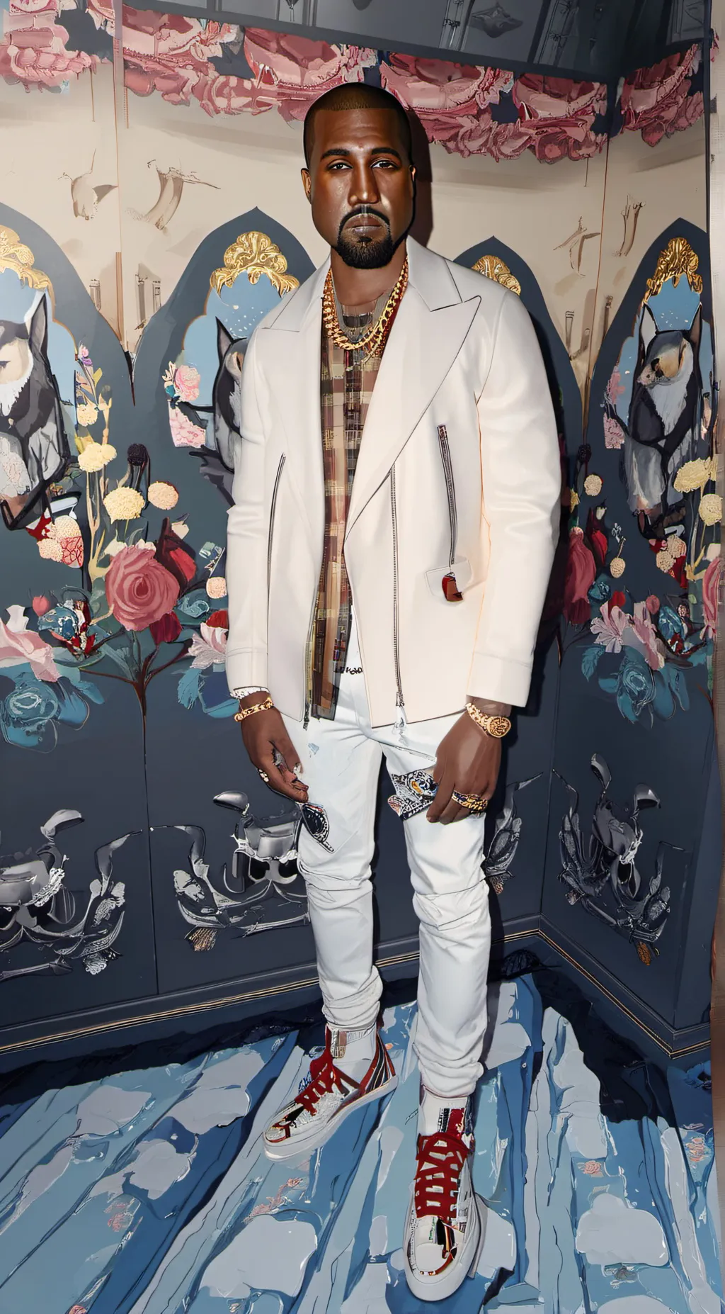 ai character: Kanye West background