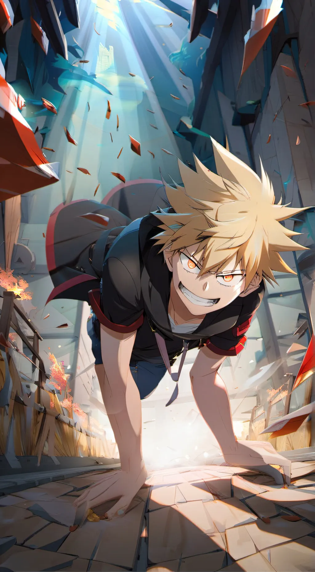 ai character: Bakugo and deku background