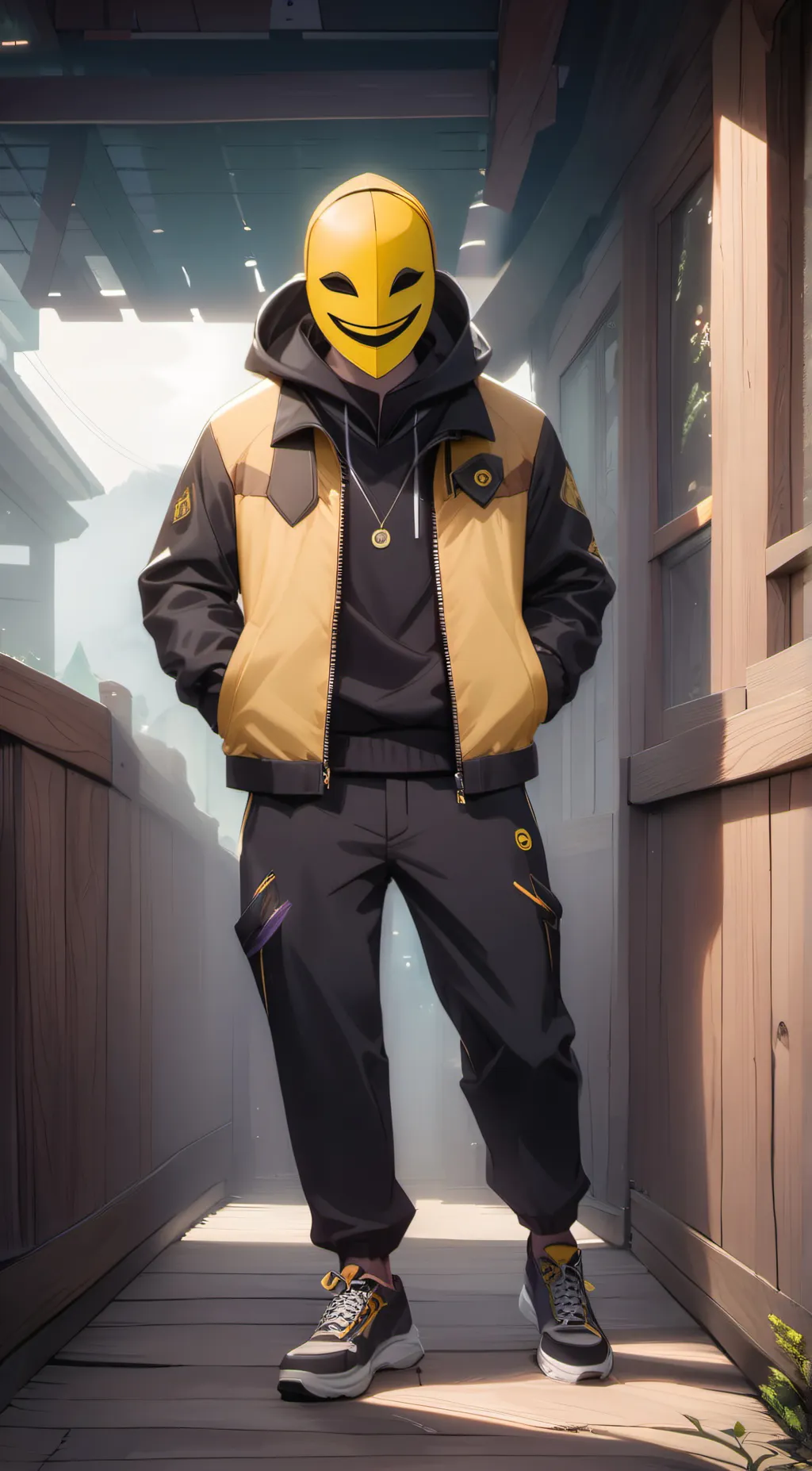 ai character: Smile mask background