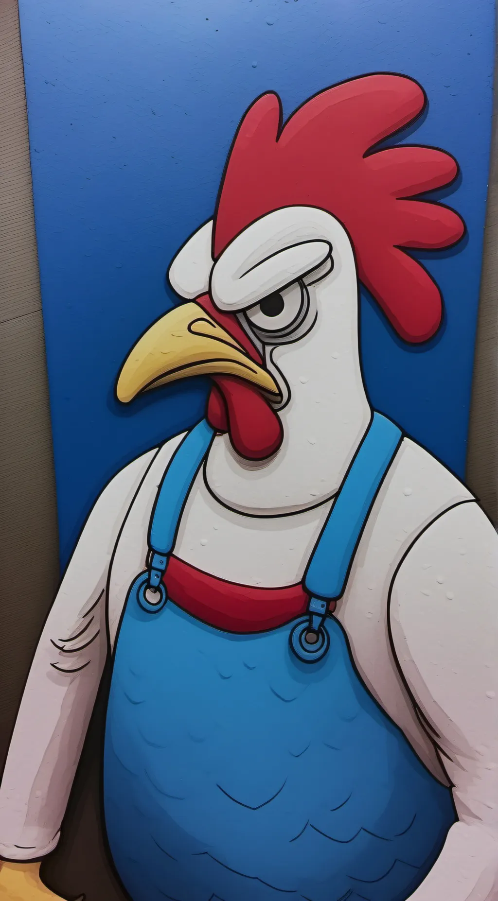 ai character: Angry chicken man  background