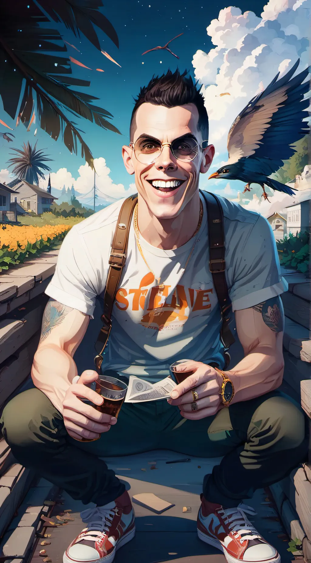 ai character: Steve-o  background