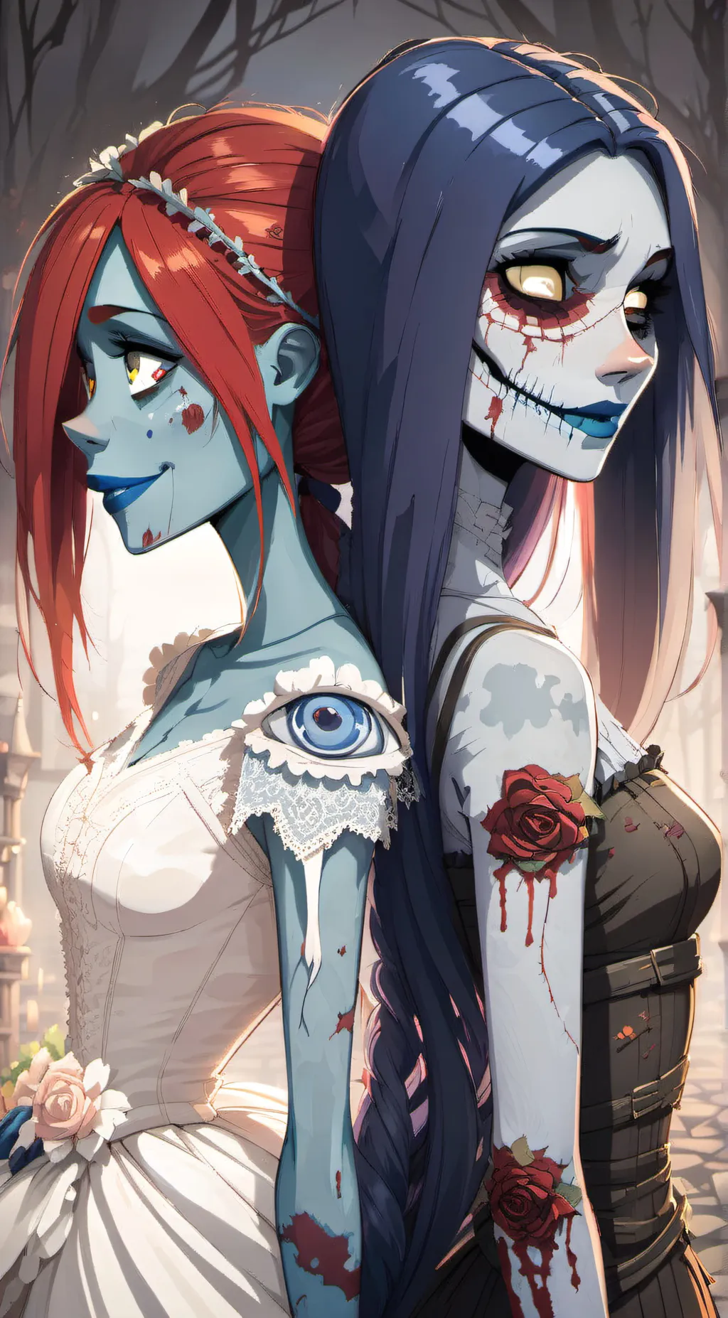 ai character: sally&corpse bride background
