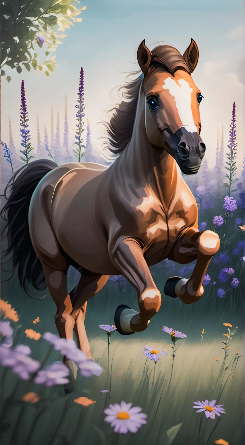 ai character: baby horse  background