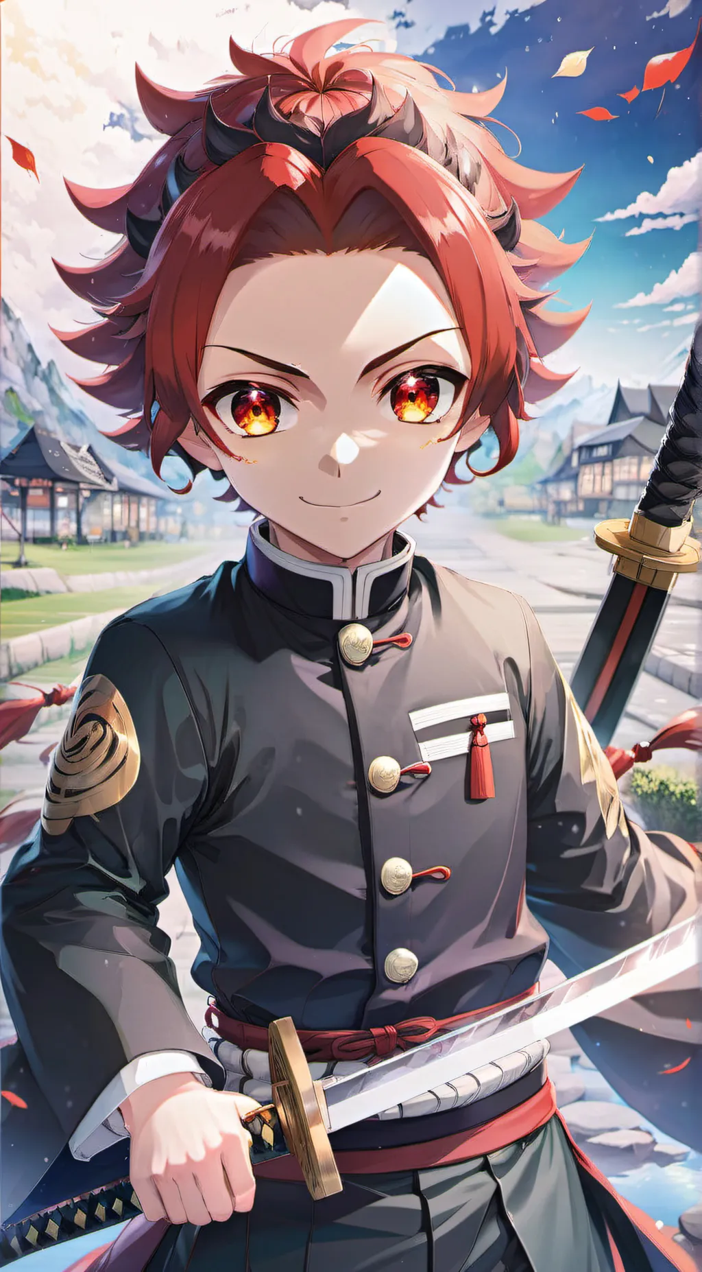 ai character: Tanjiro kamaboko background