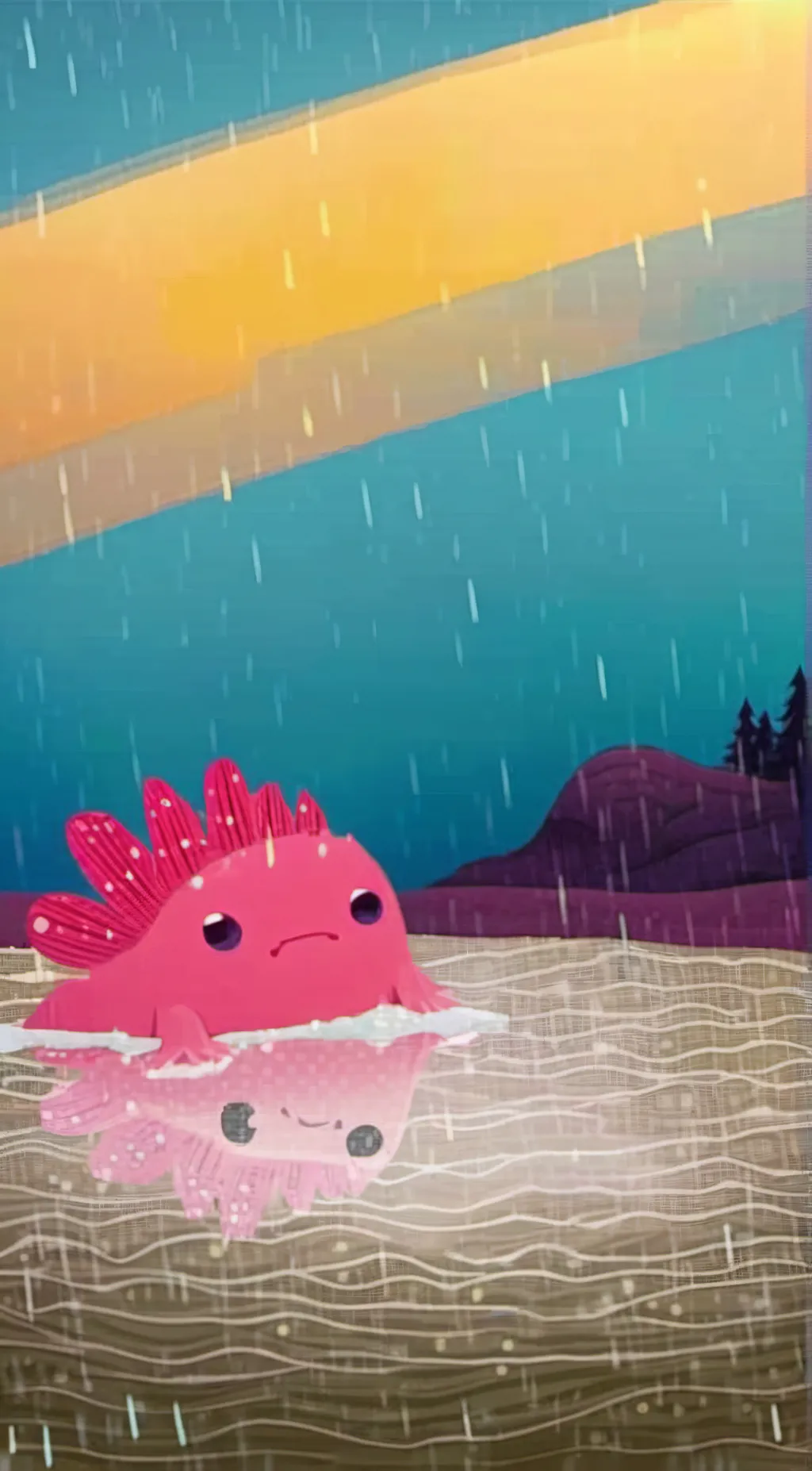 ai character: sad axolotl background