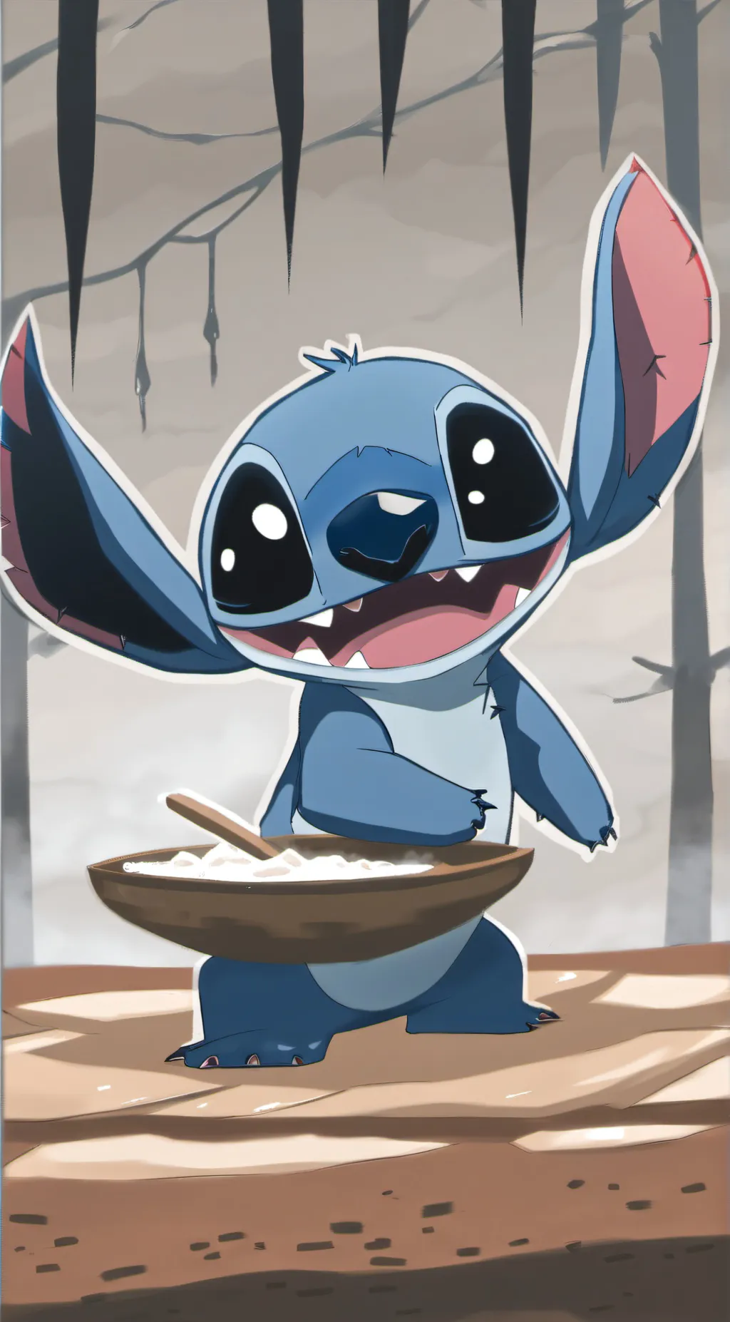 ai character: Stitch background