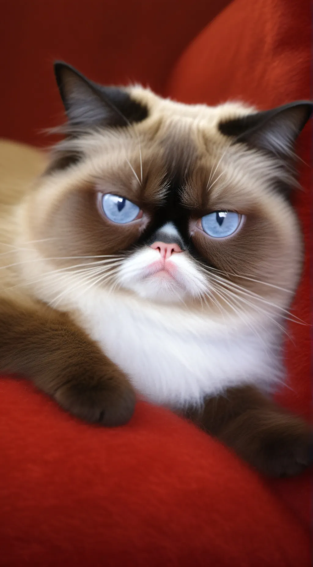 ai character: Grumpy cat  background
