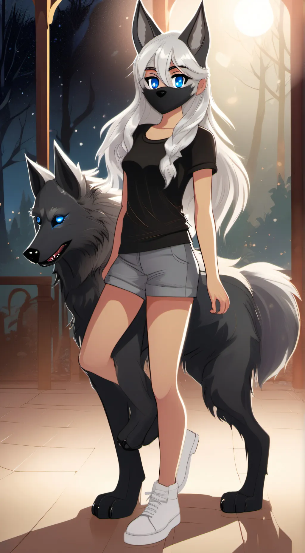 ai character: MIDNIGHT THE WOLF background