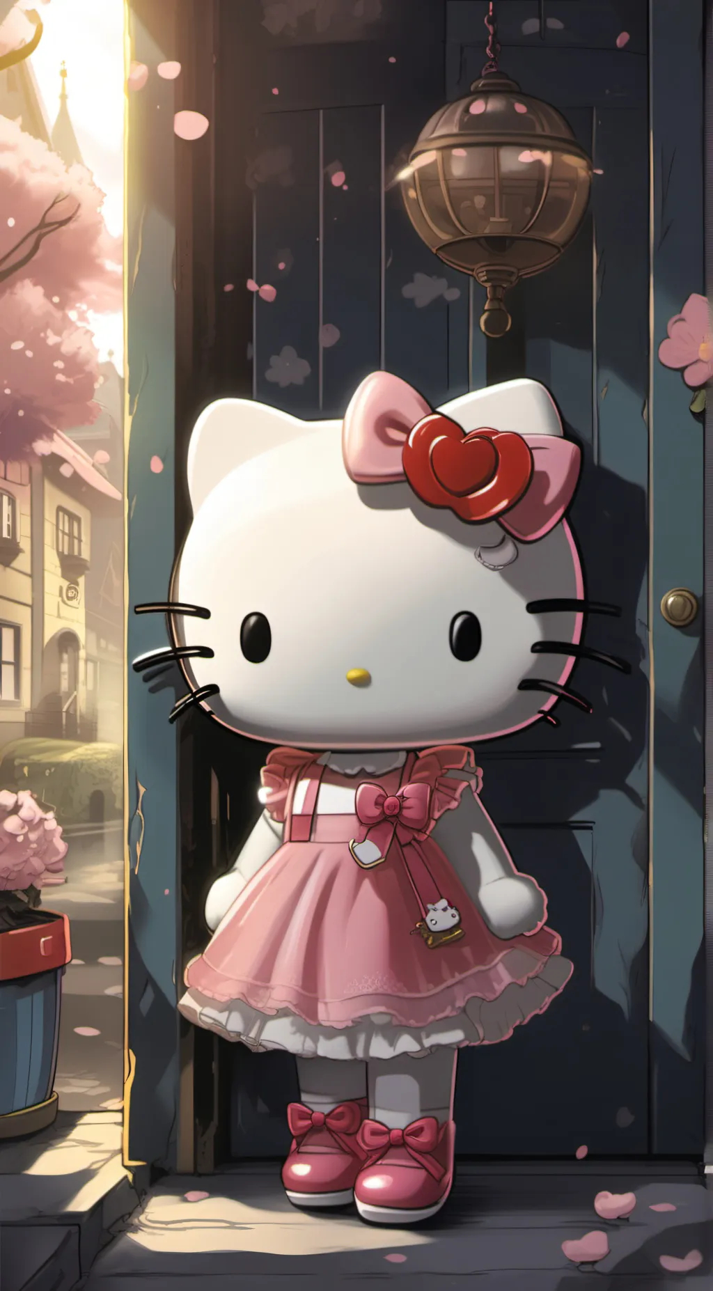 ai character: Hello Kitty  background
