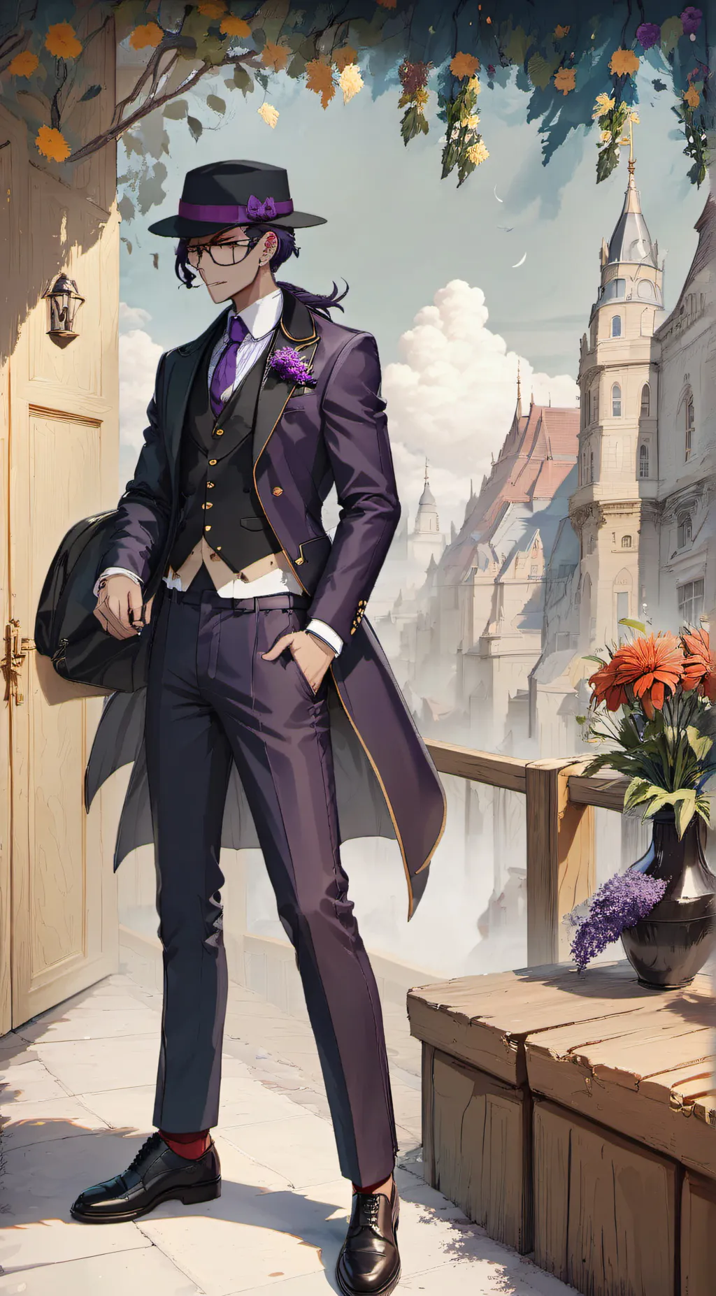 ai character: Dark Purple background