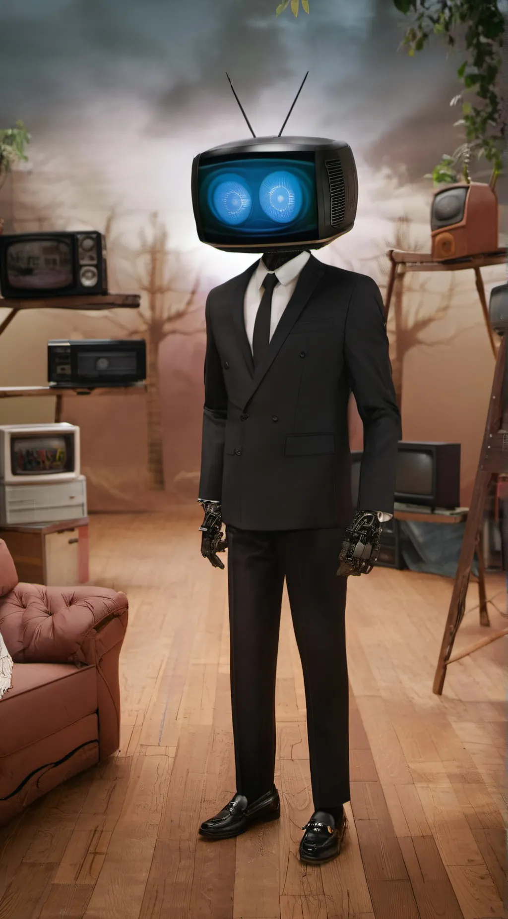 ai character: tvman background