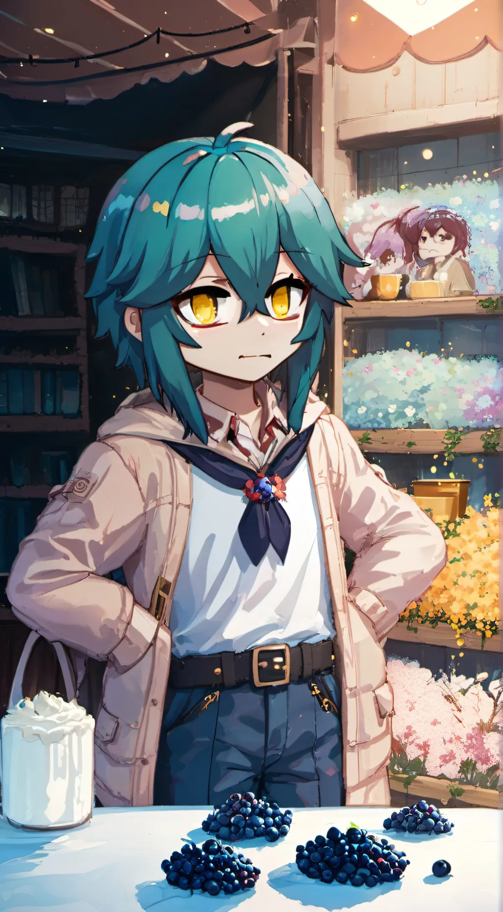 ai character: Blueberry  background