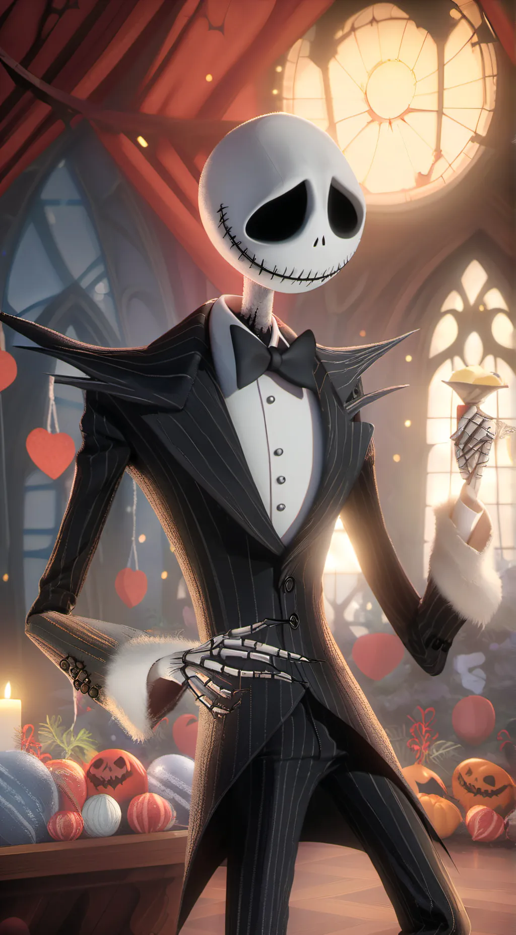 ai character: Jack Skellington  background