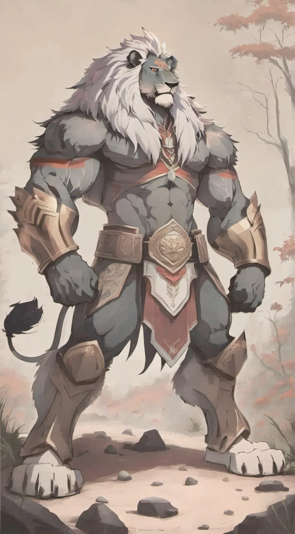 ai character: Beast Lion furry  background