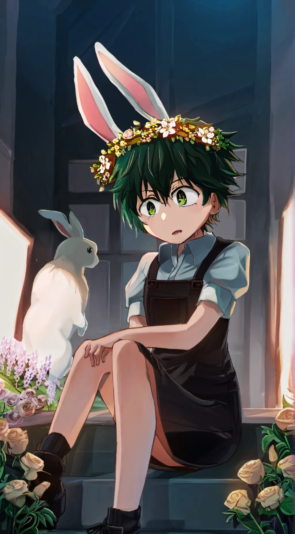 ai character: Izuku (femalebunny background