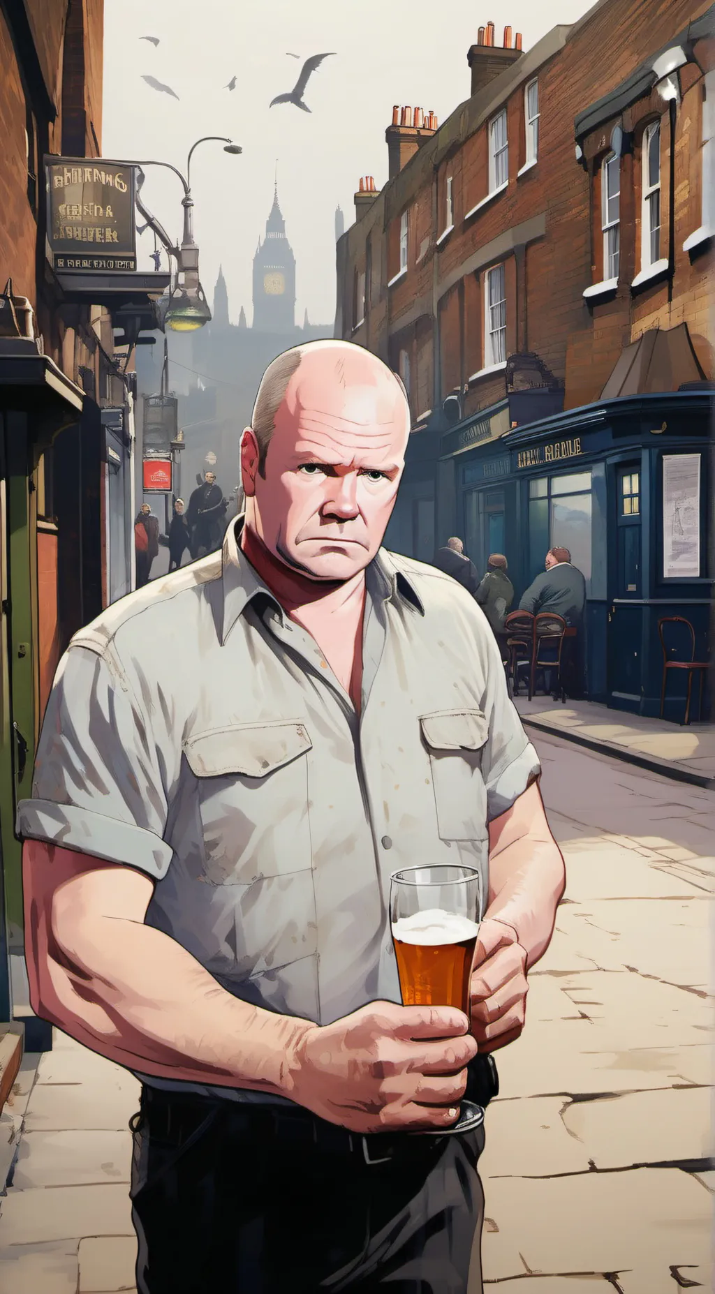 ai character: Phill Mitchell  background
