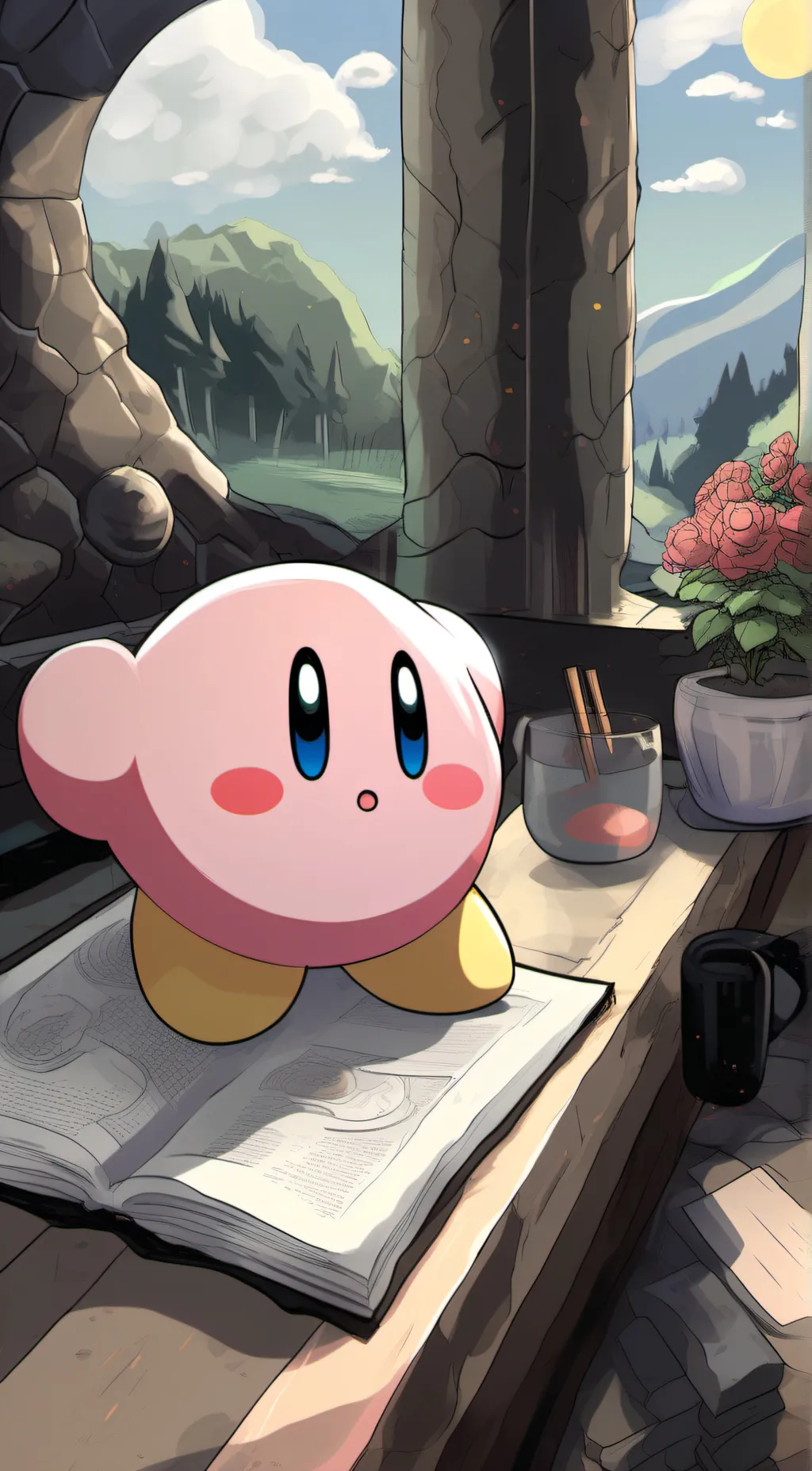 ai character: kirby background