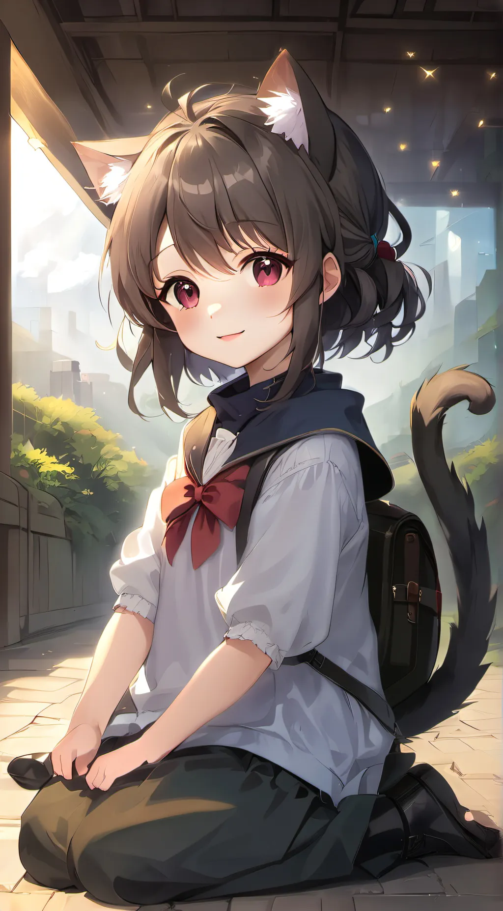 ai character: Cute cat girl background