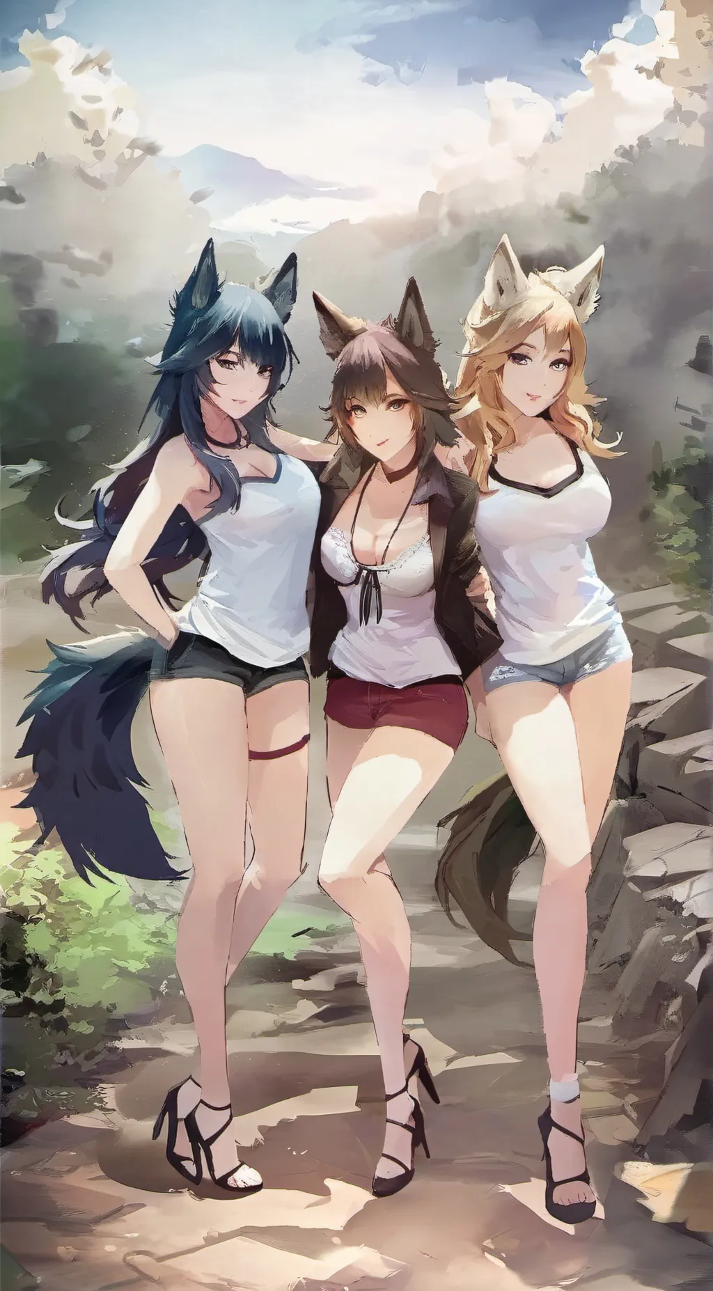 ai character: Scarlet,Moon,Blue background