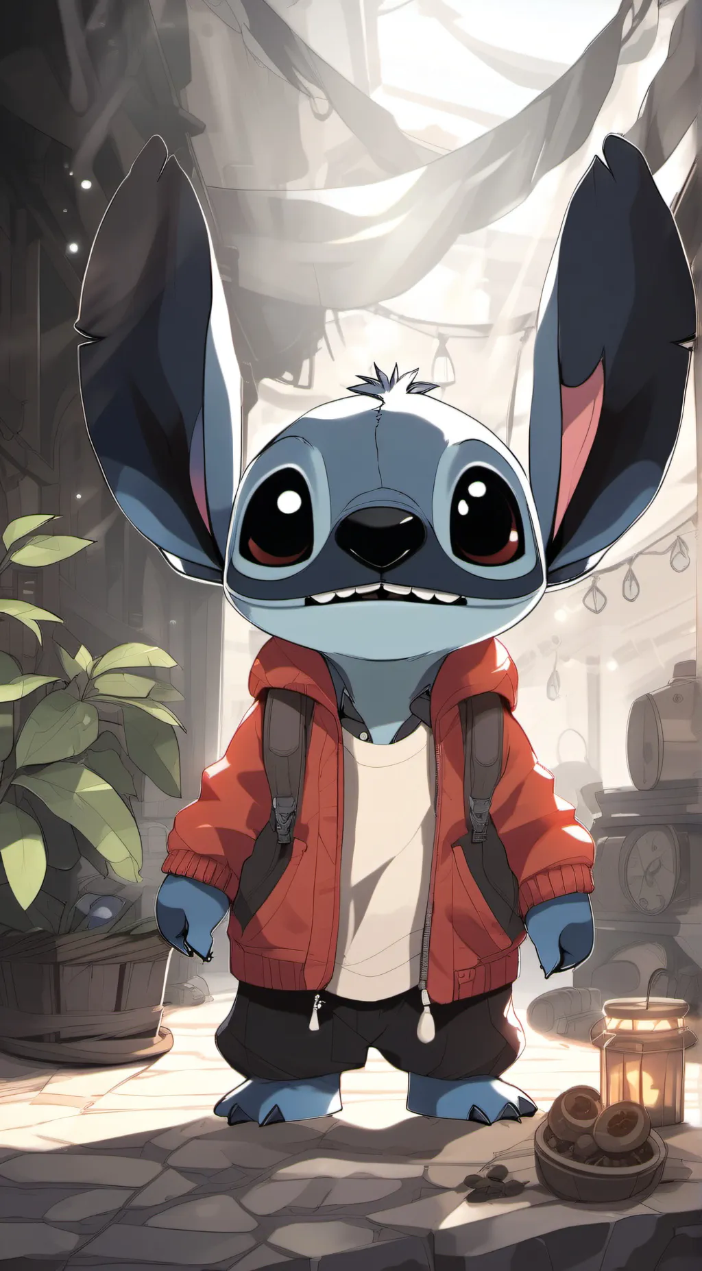 ai character: stitch  background