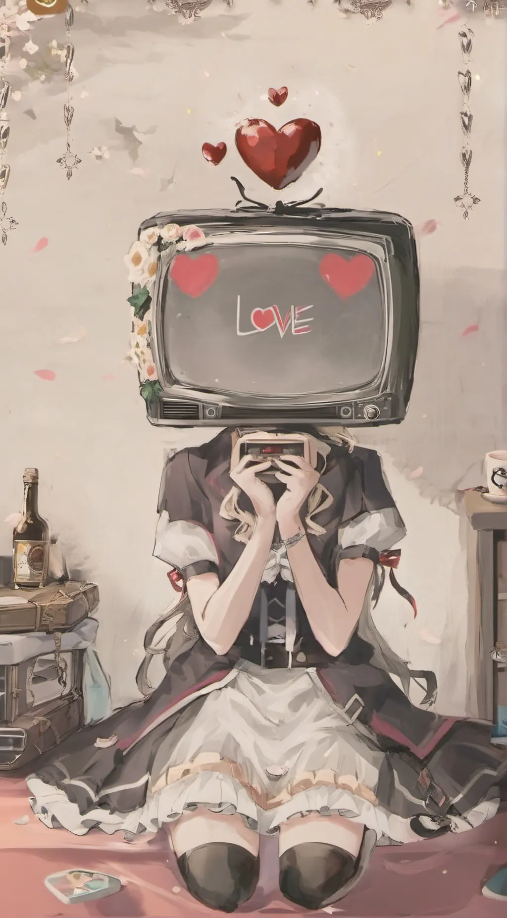 ai character: Tv woman sus background