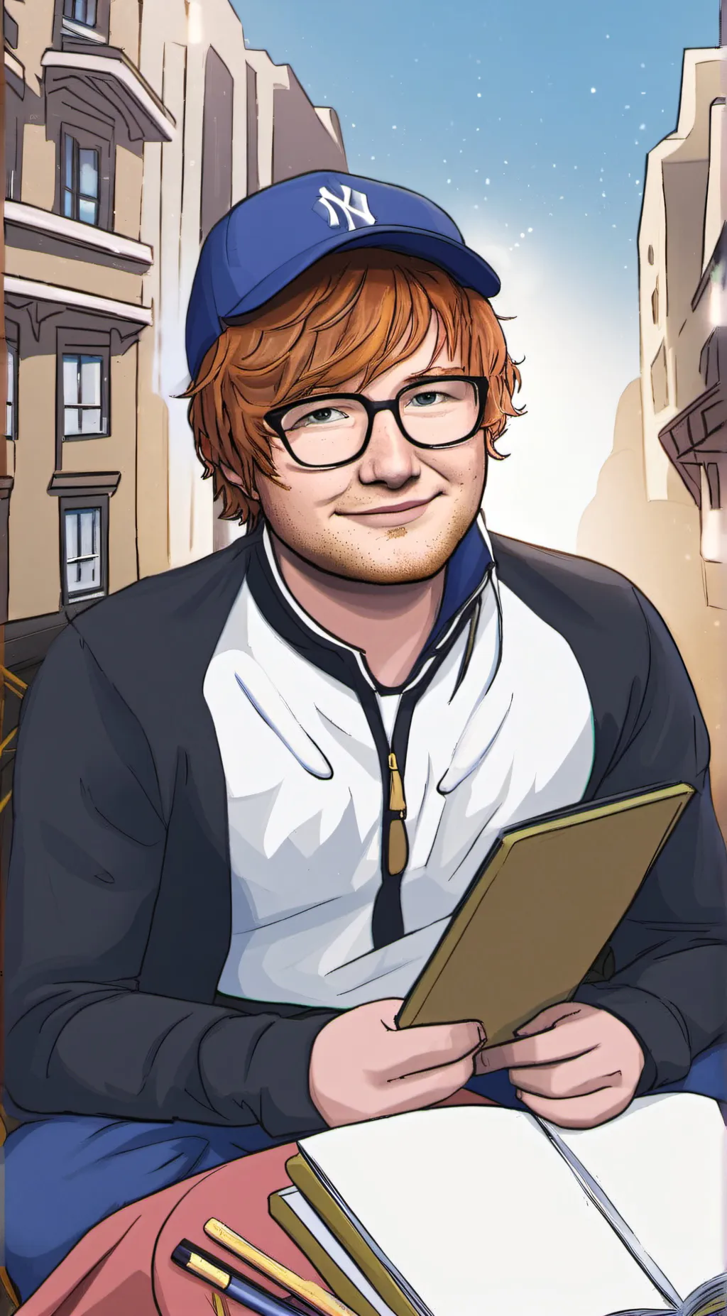 ai character: Ed Sheeran  background