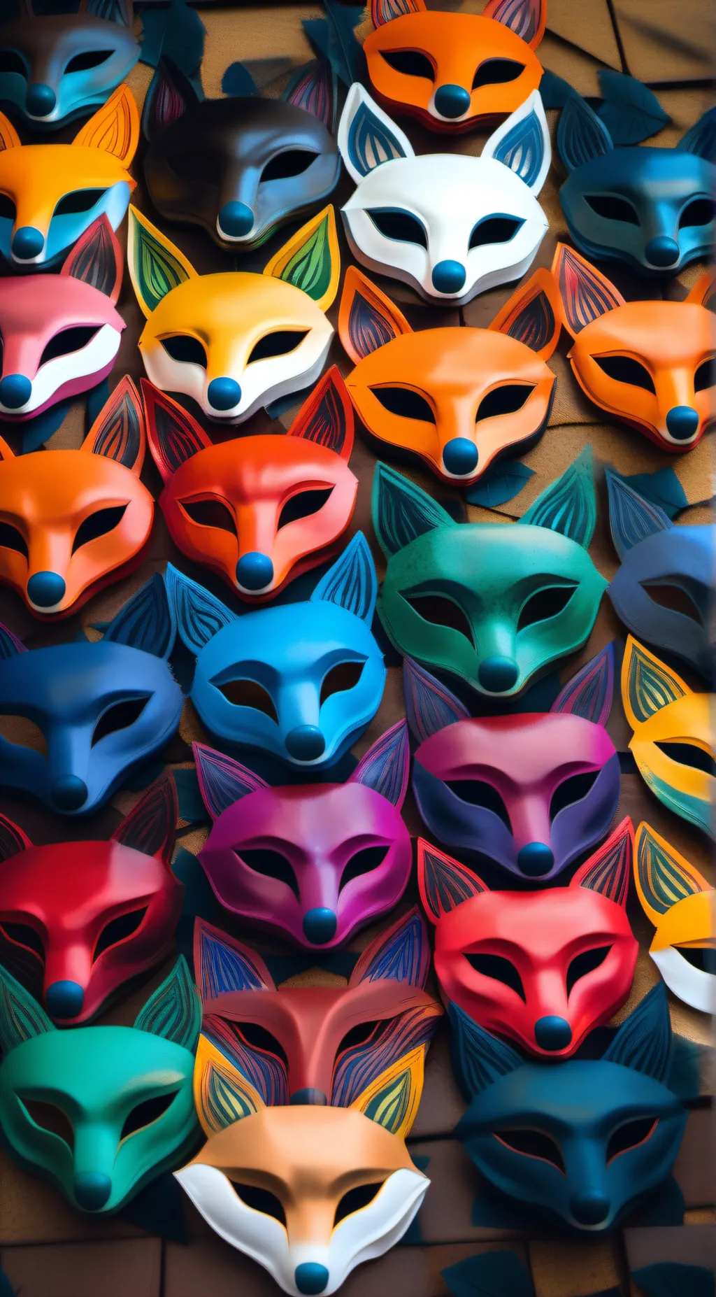 ai character: colored masks background