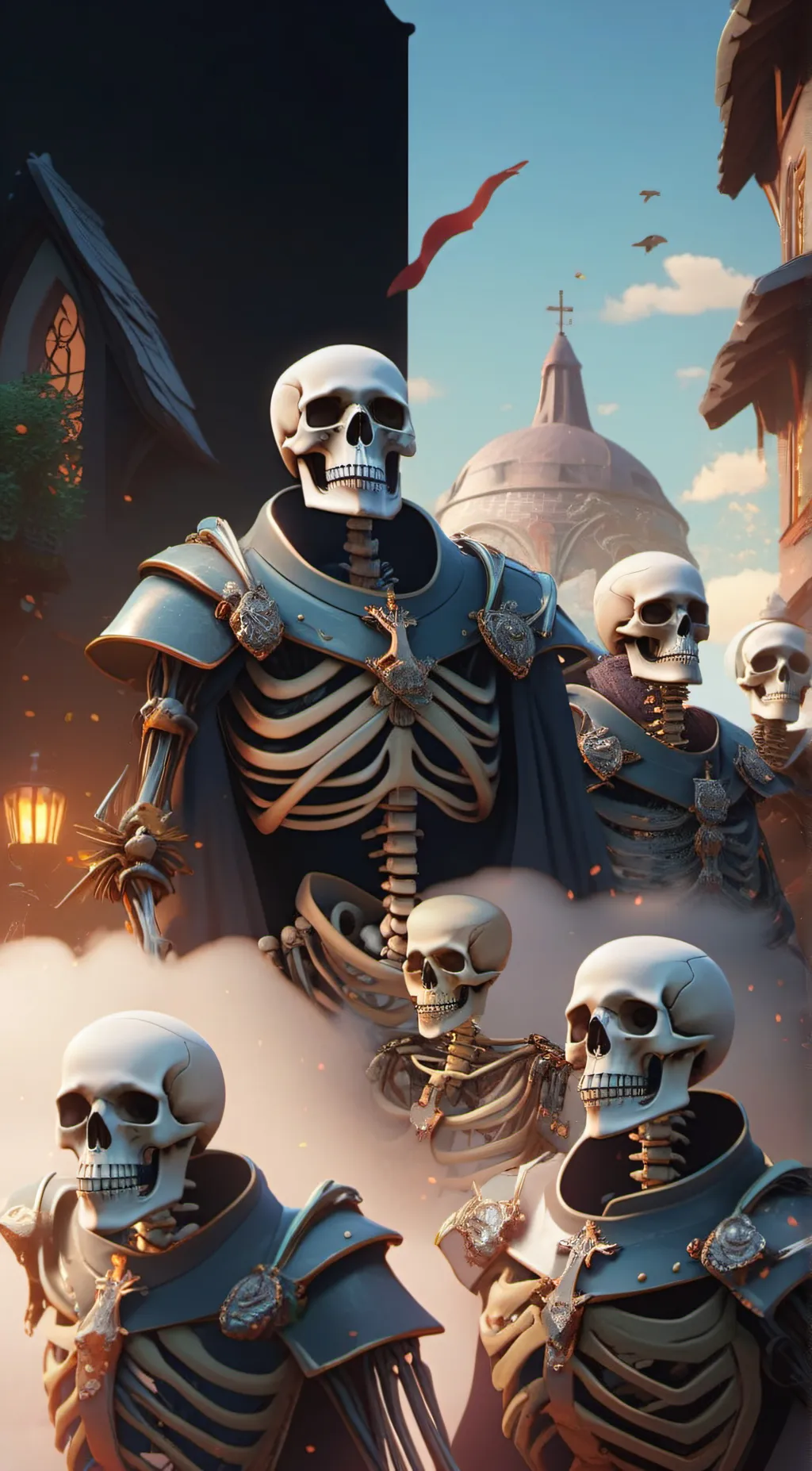 ai character: skeloton meme background