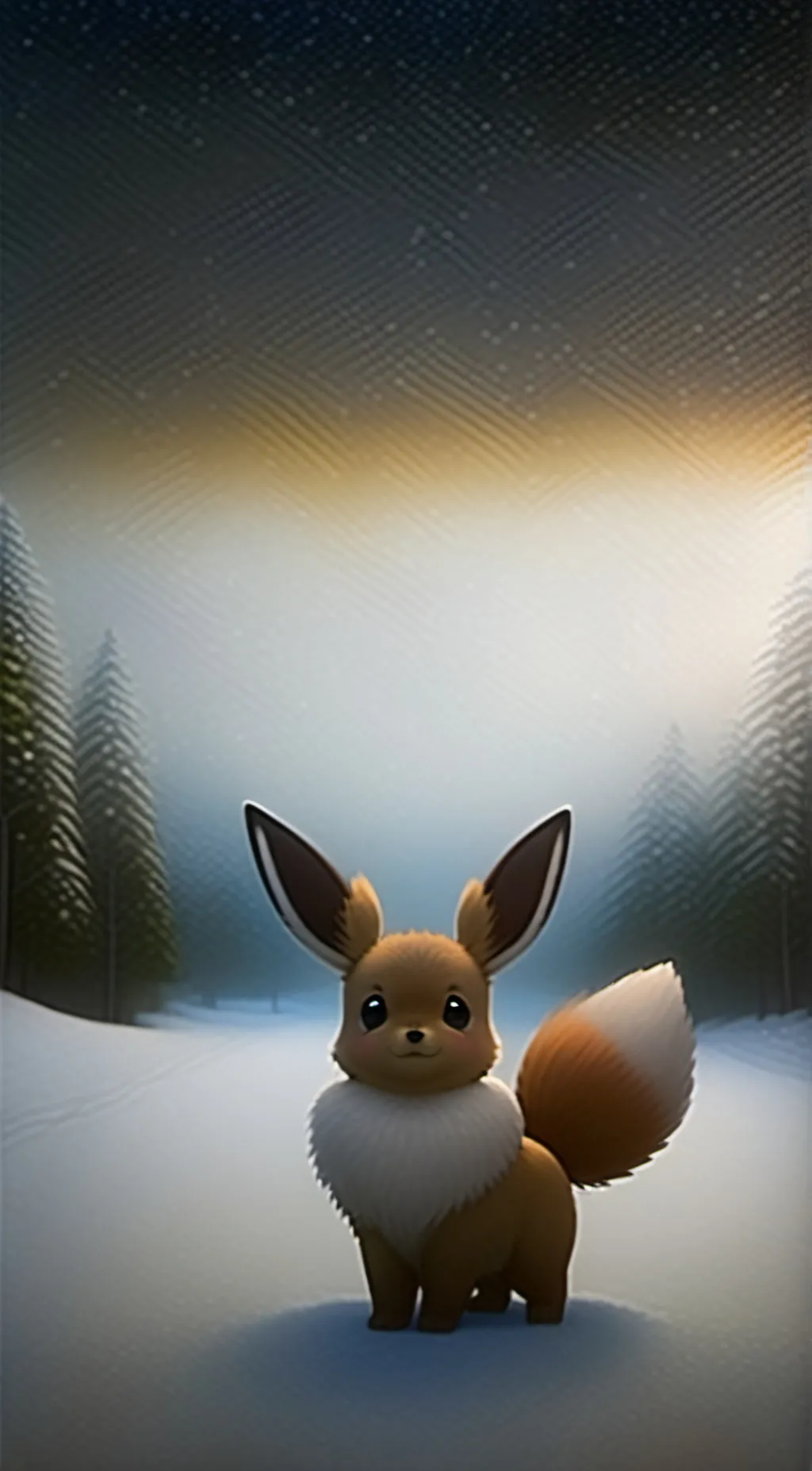 ai character: Eevee(Snowy)🌨❄ background