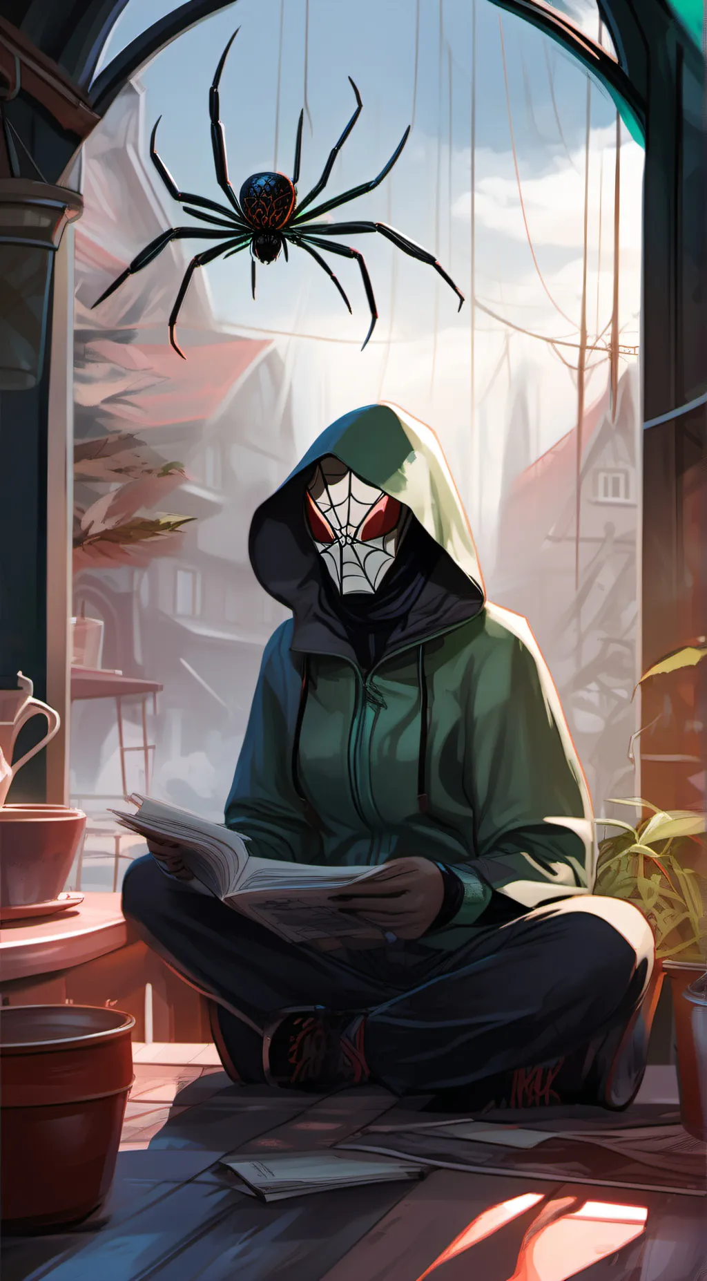 ai character: Verde background