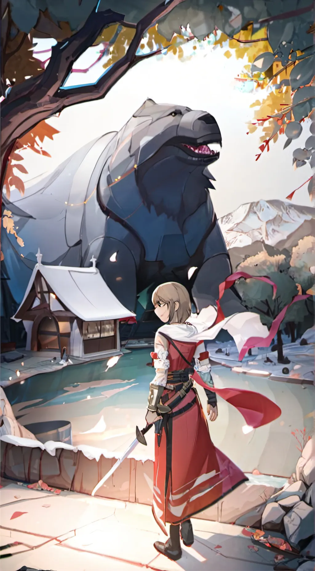 ai character: stone bear background
