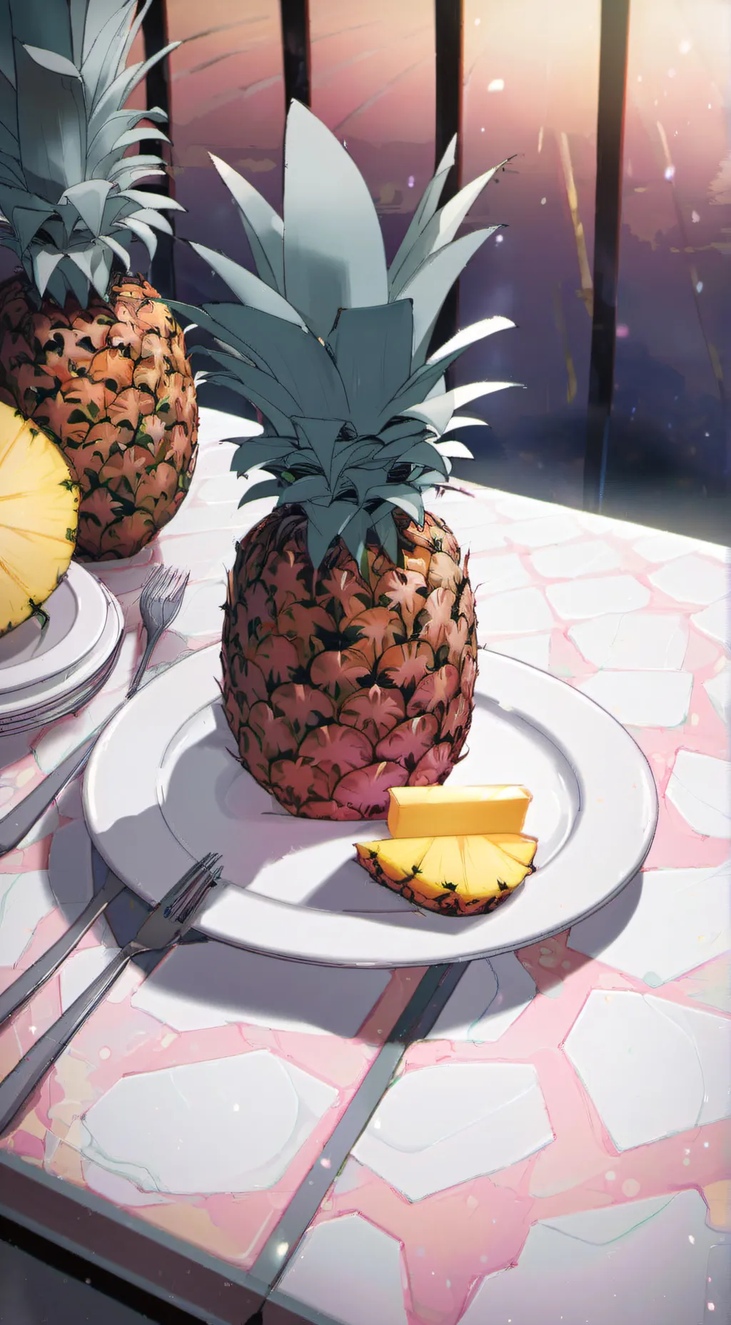 ai character: PINEAPPLE  background